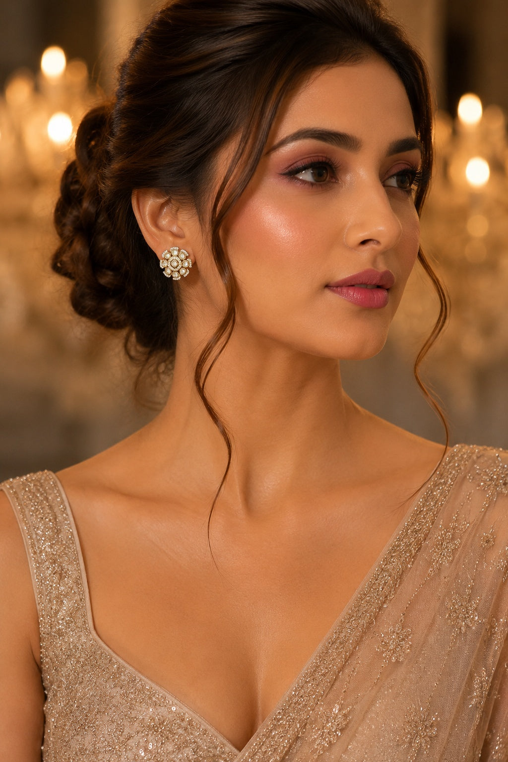 Gold Plated Mozaannite Earrings