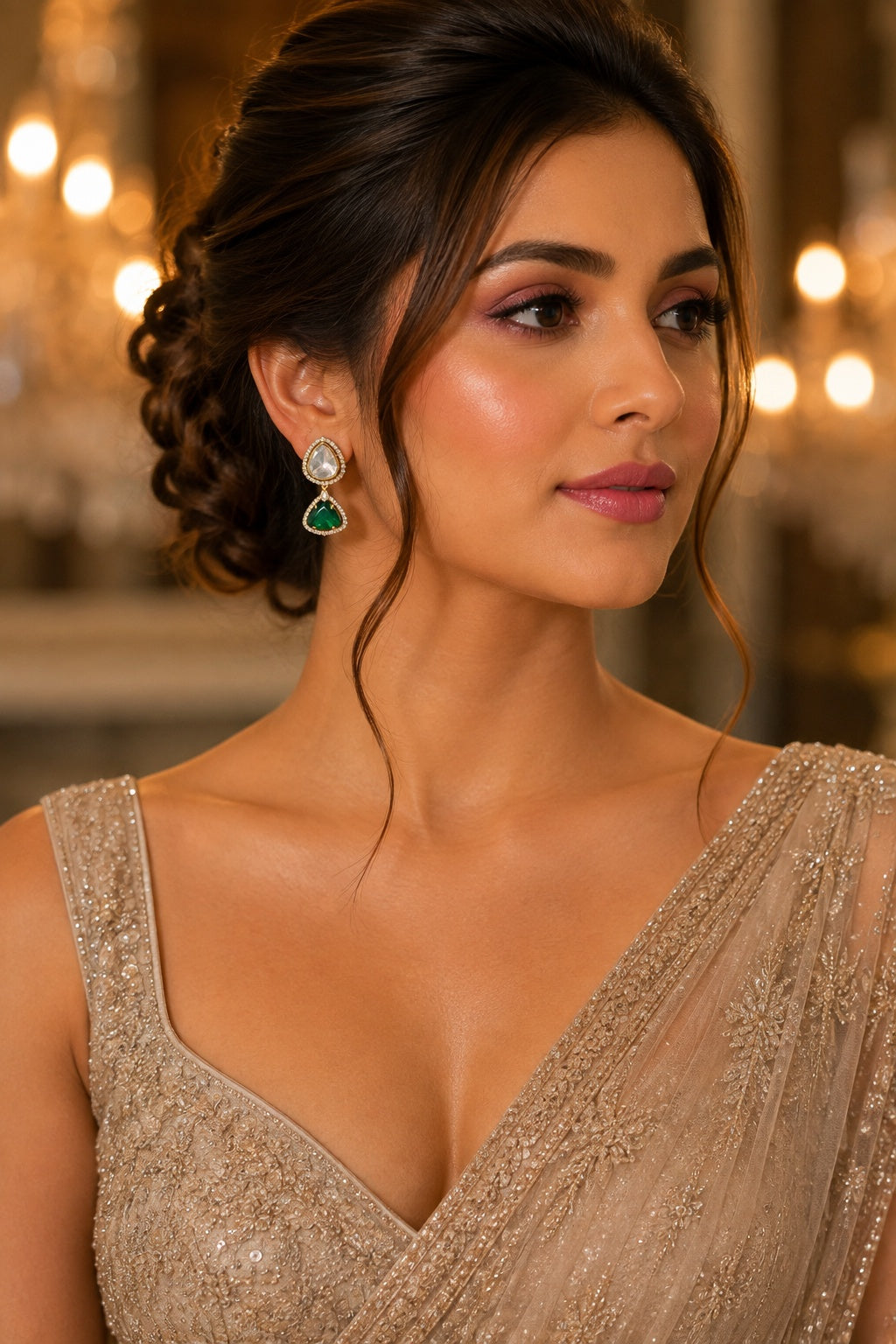 Gold Plated Mozaannite Earrings