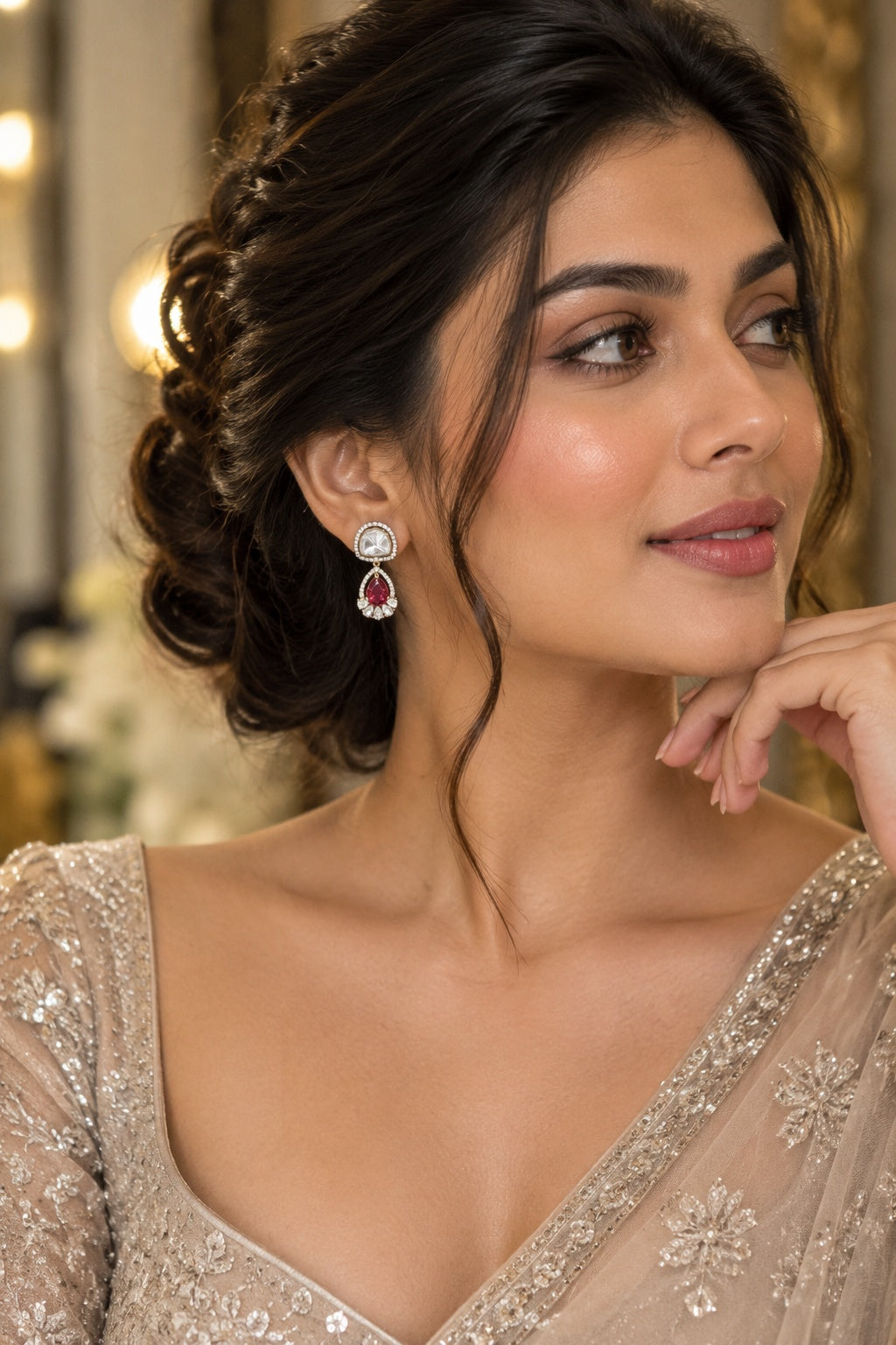 Gold Plated Mozaannite Earrings
