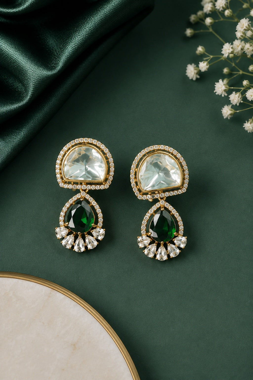 Gold Plated Mozaannite Earrings