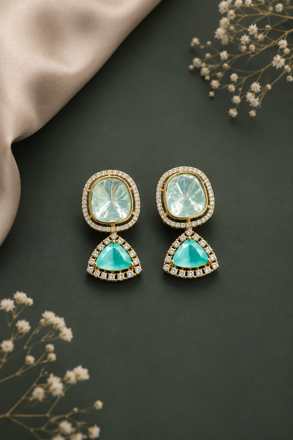 Gold Plated Mozaannite Earrings