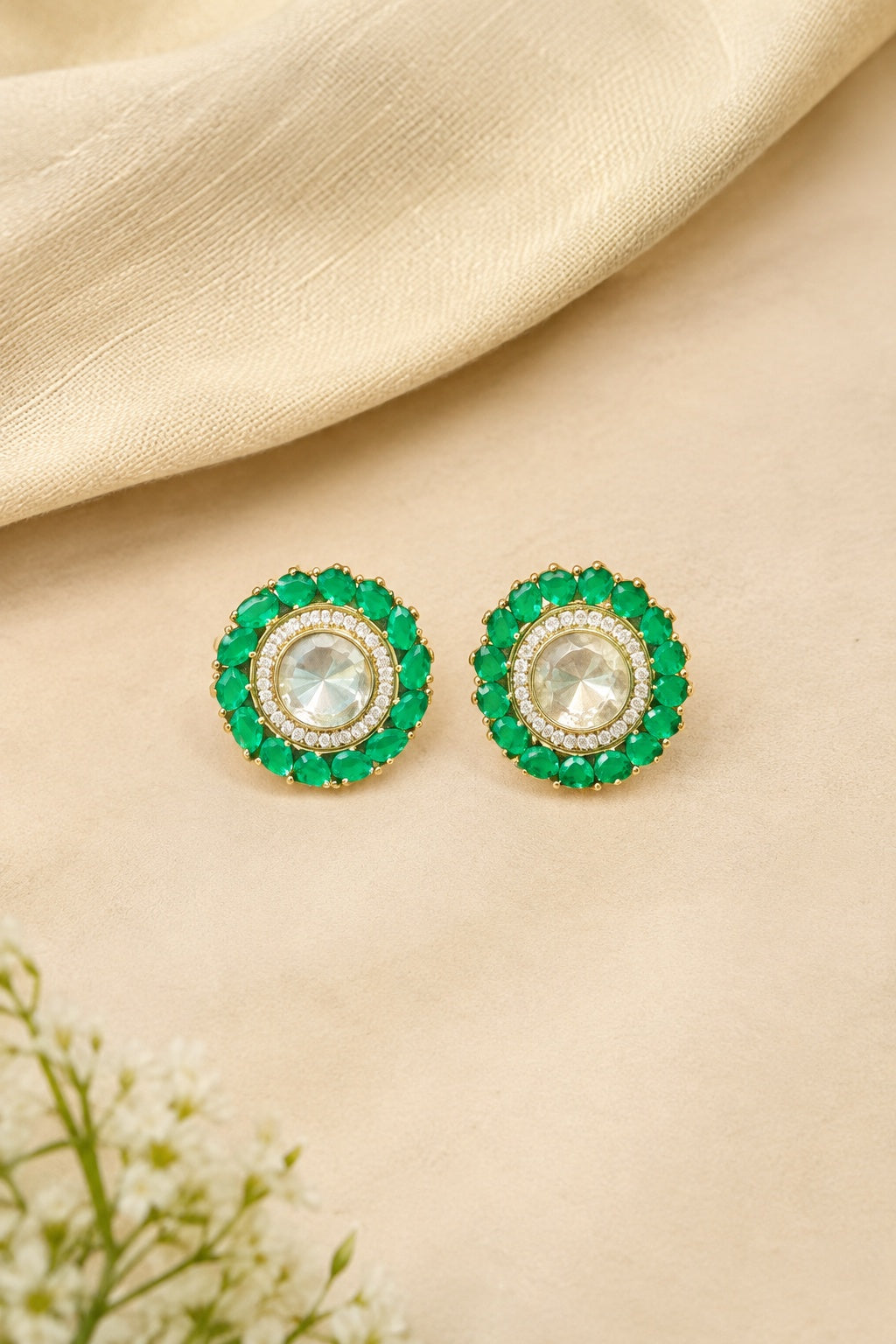 Gold Plated Mozaannite Earrings