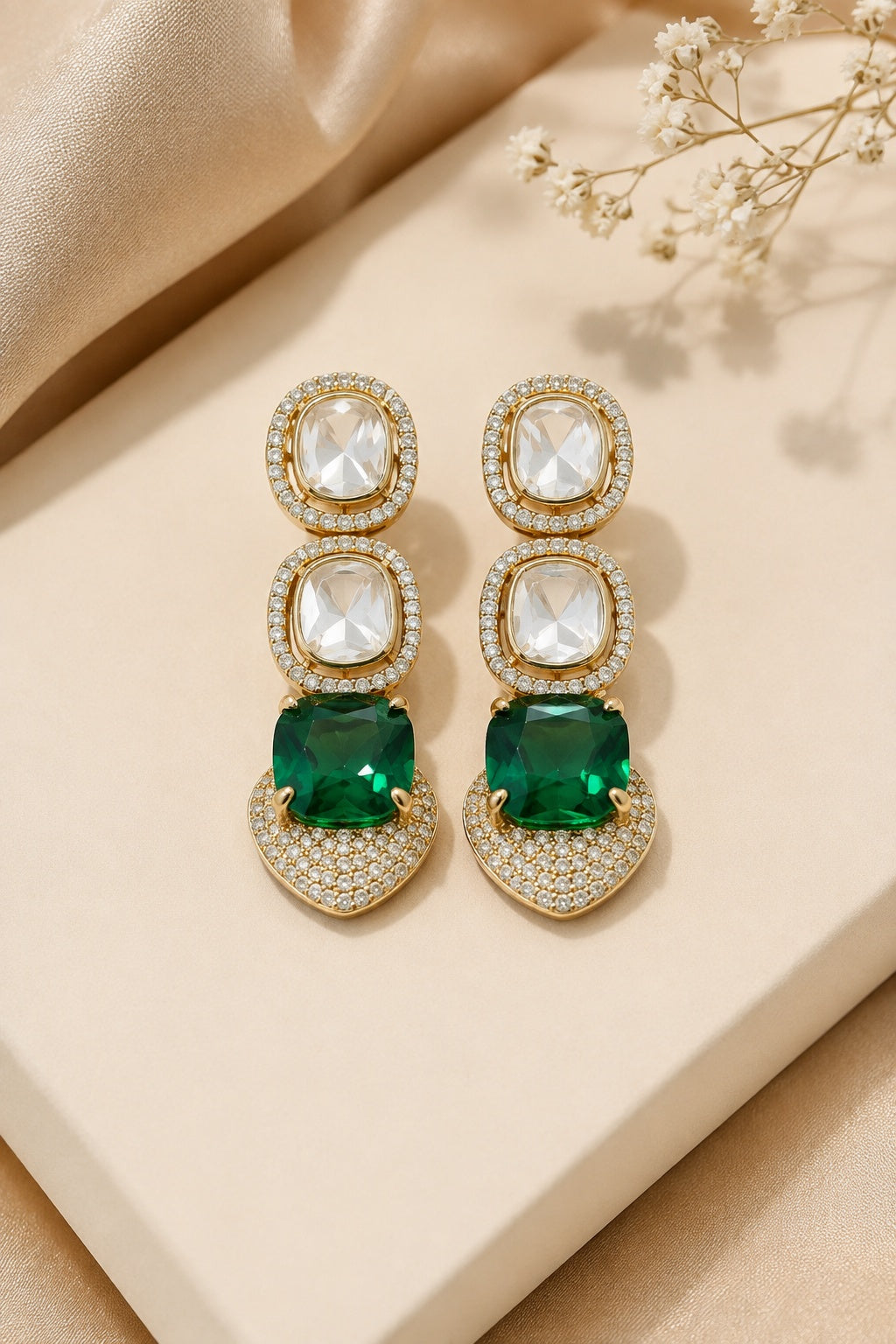 Gold Plated Mozaannite Earrings