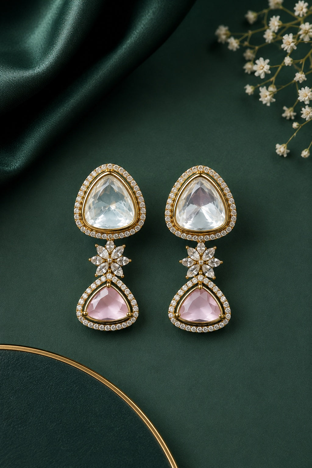 Gold Plated Mozaannite Earrings