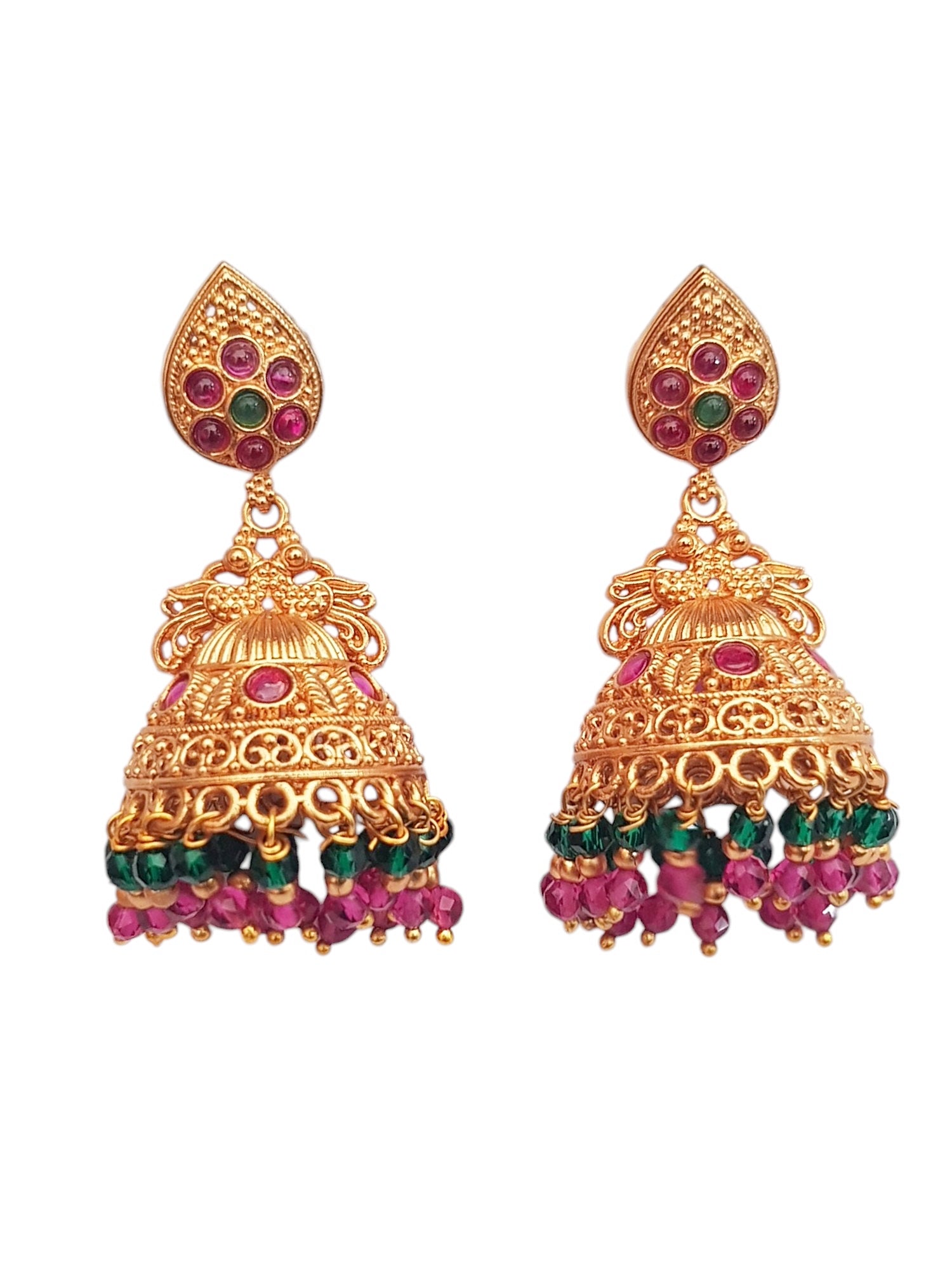 Gold plated Classic AD Jhumka Earrings