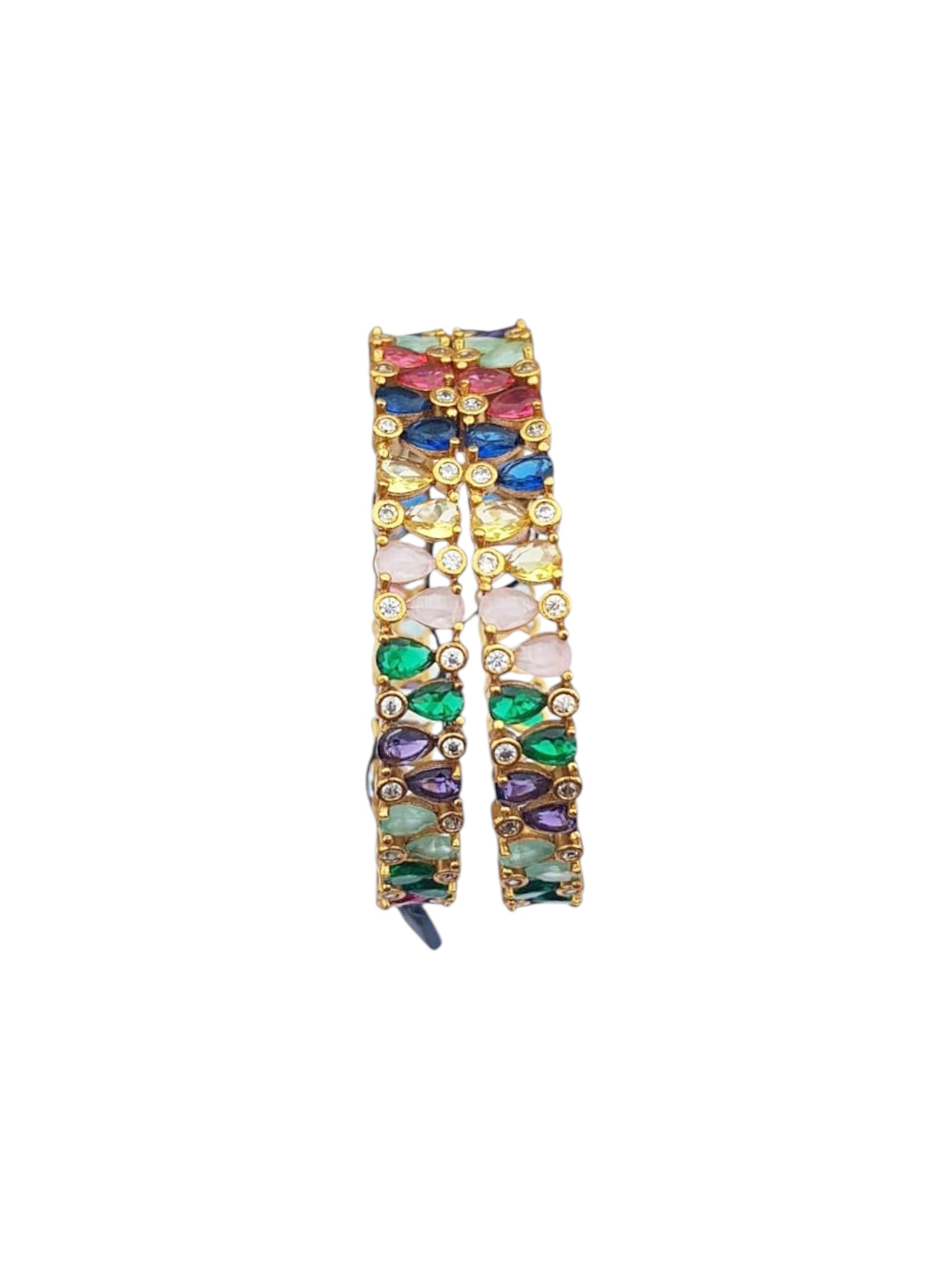 Gold Plated Multi colour cz stone Set of 2 bangles