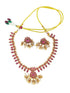 Premium Gold Plated Ruby Color short necklace Set