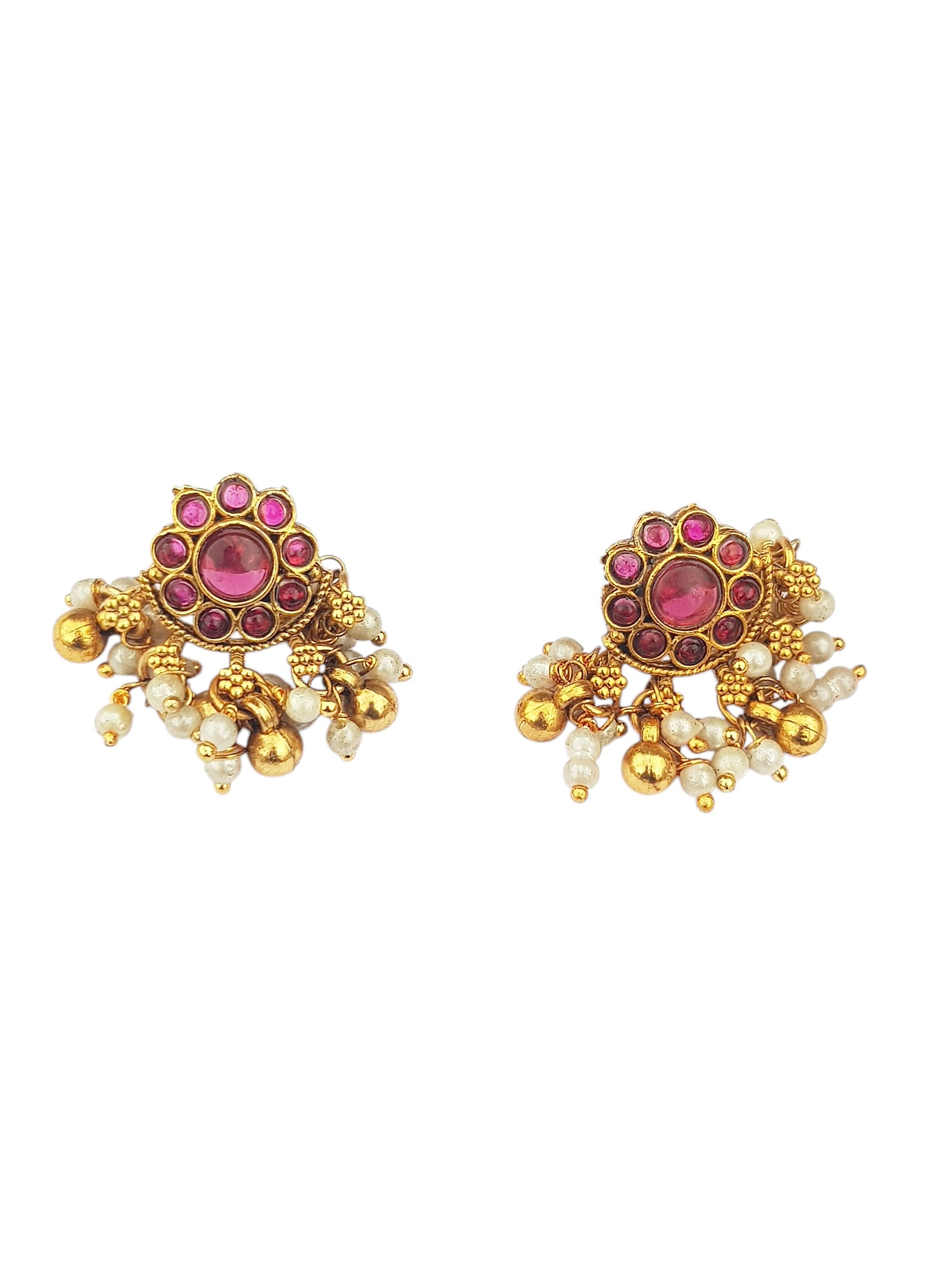 Premium Gold Plated Ruby Color short necklace Set