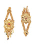 Gold Plated Floral Hangings Earrings with ruby green stone