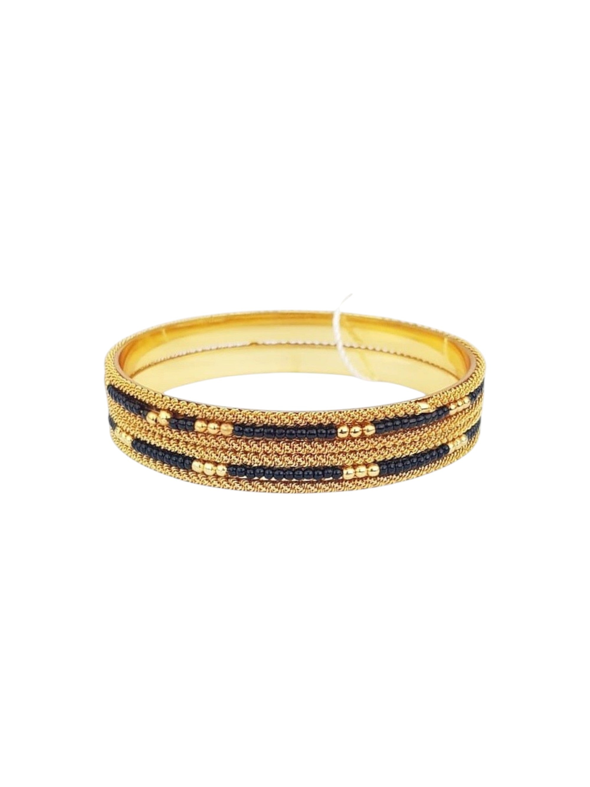Multicolor Gold plated microgold plated black bead bangles set of 2 bangles