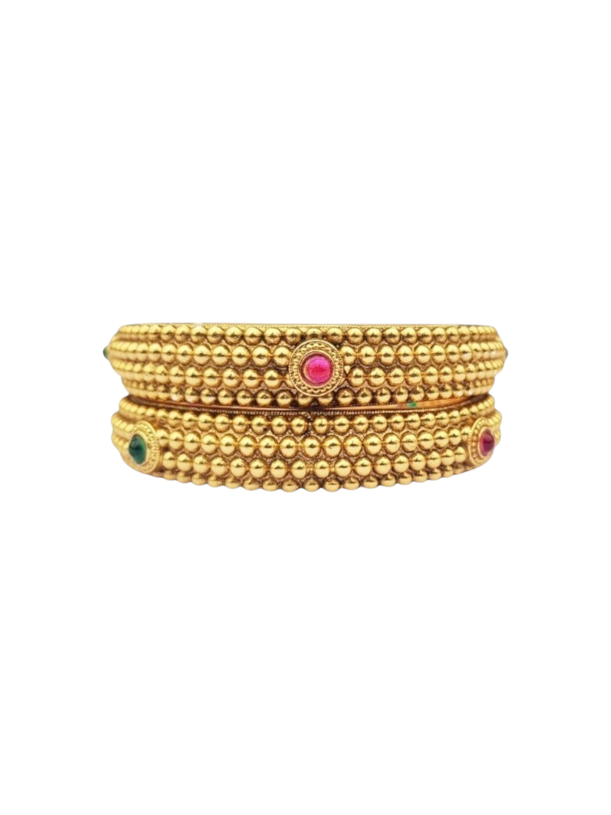 Multicolor Gold plated antique bangles set of 2 bangles