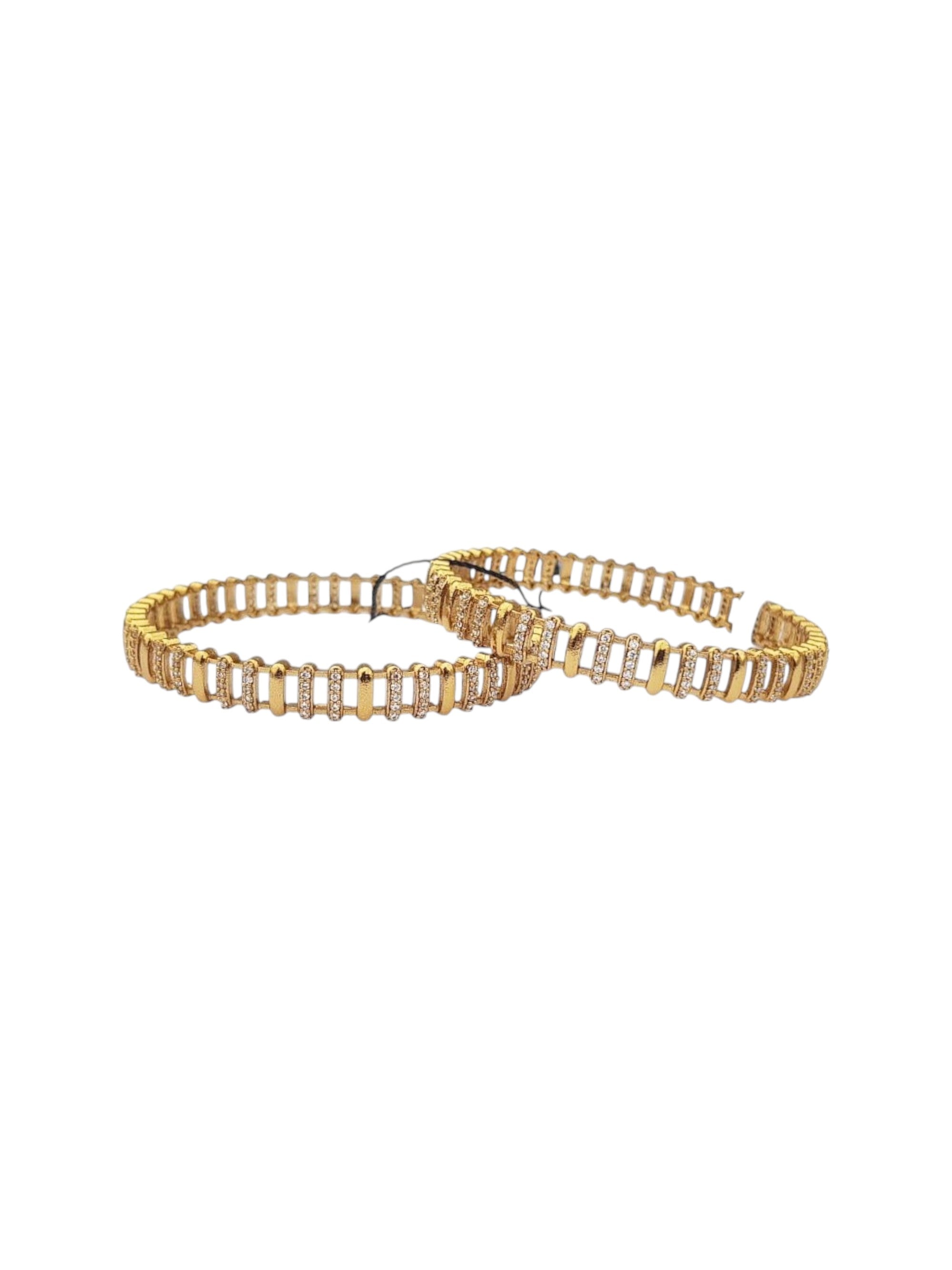 Gold Plated Multi colour cz stone Set of 2 bangles