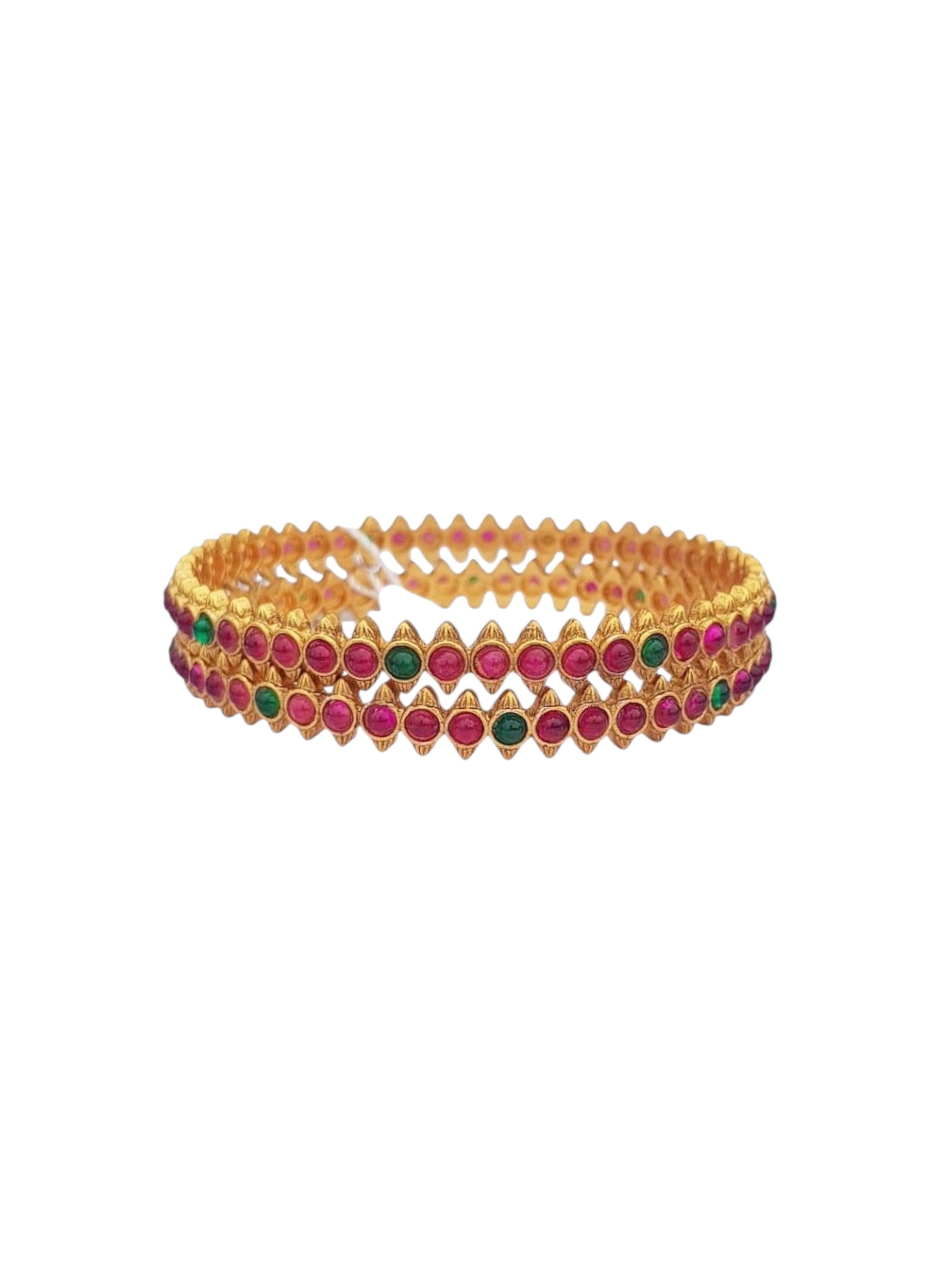 Multicolor Gold plated antique bangles set of 2 bangles  0825
