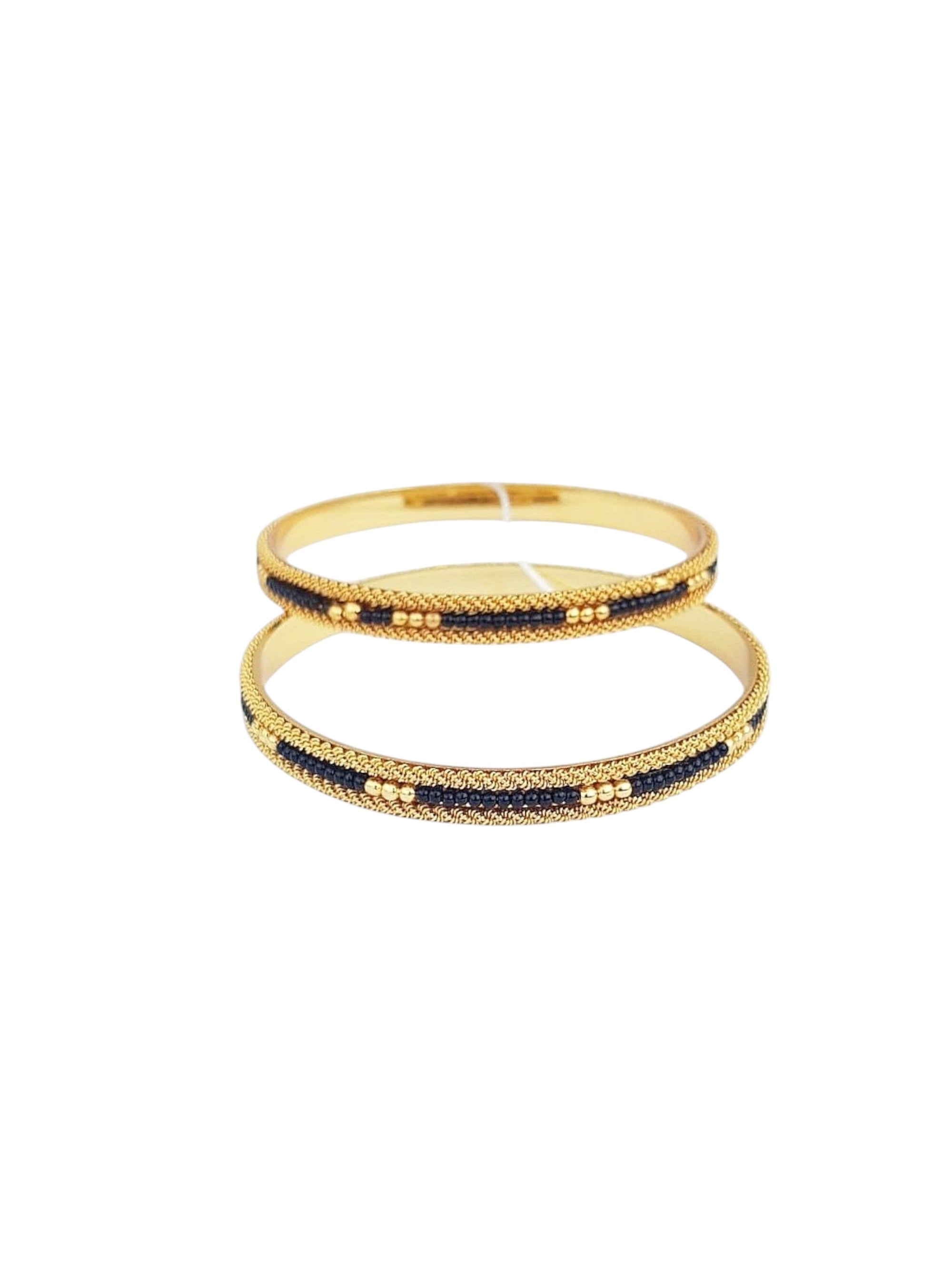 Multicolor Gold plated microgold plated black bead bangles set of 2 bangles
