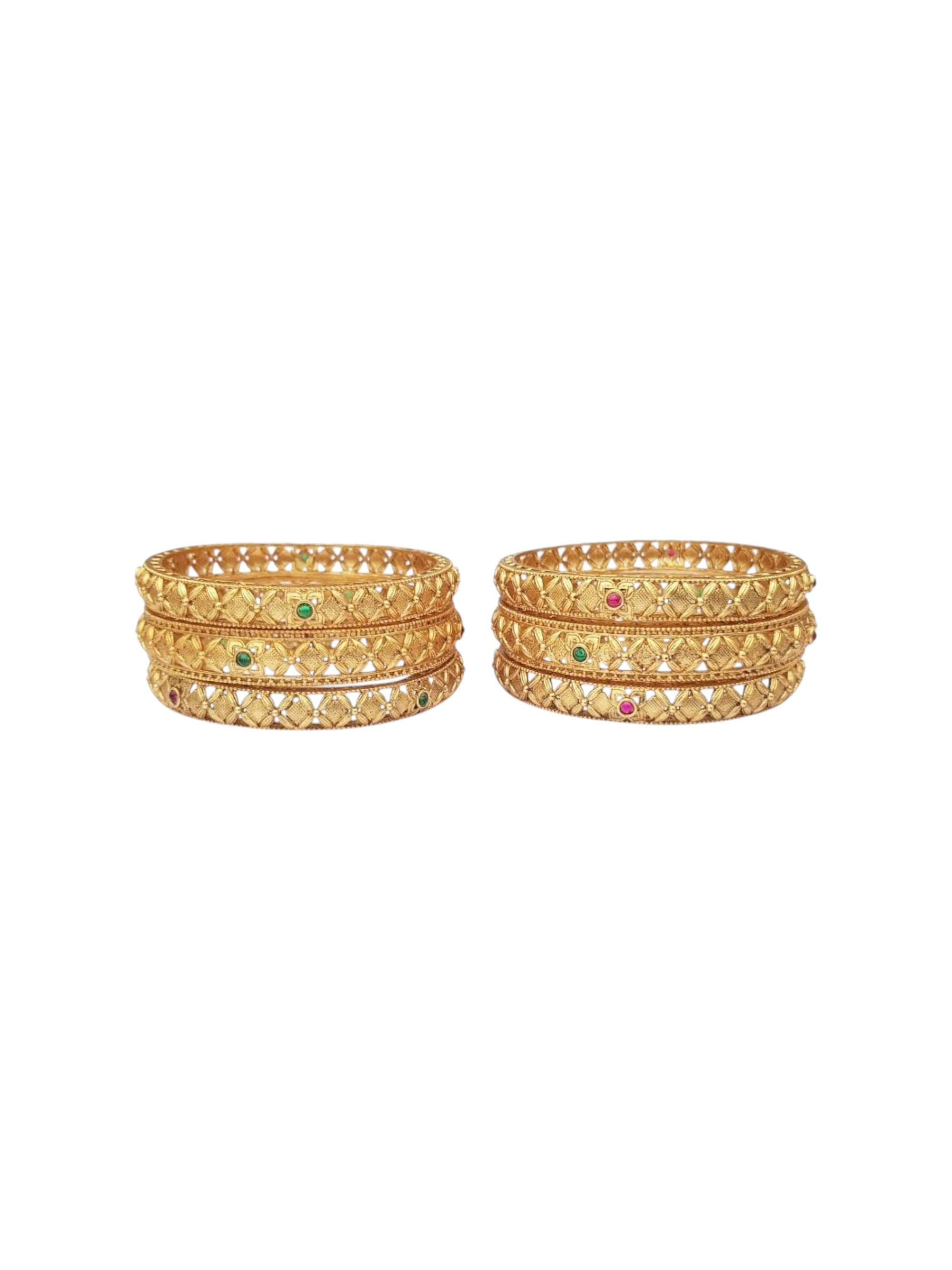 Multicolor Gold plated antique bangles set of 6 bangles