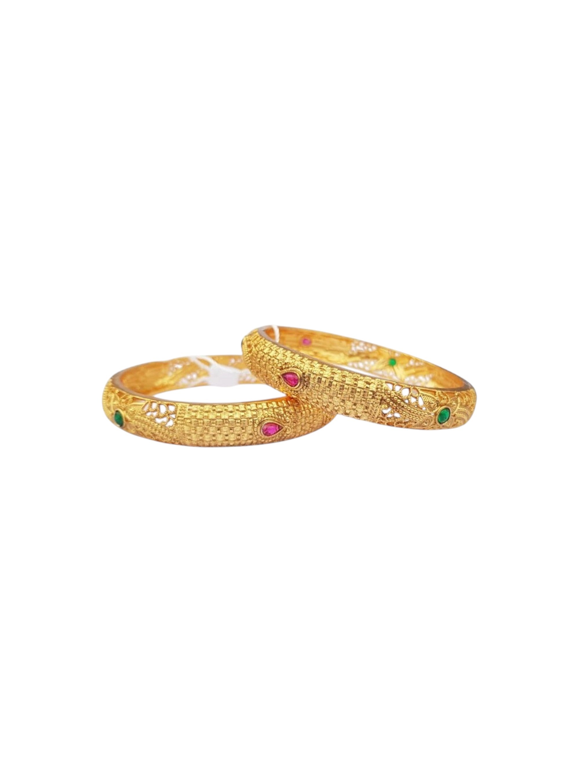 Multicolor Gold plated antique bangles set of 2 bangles
