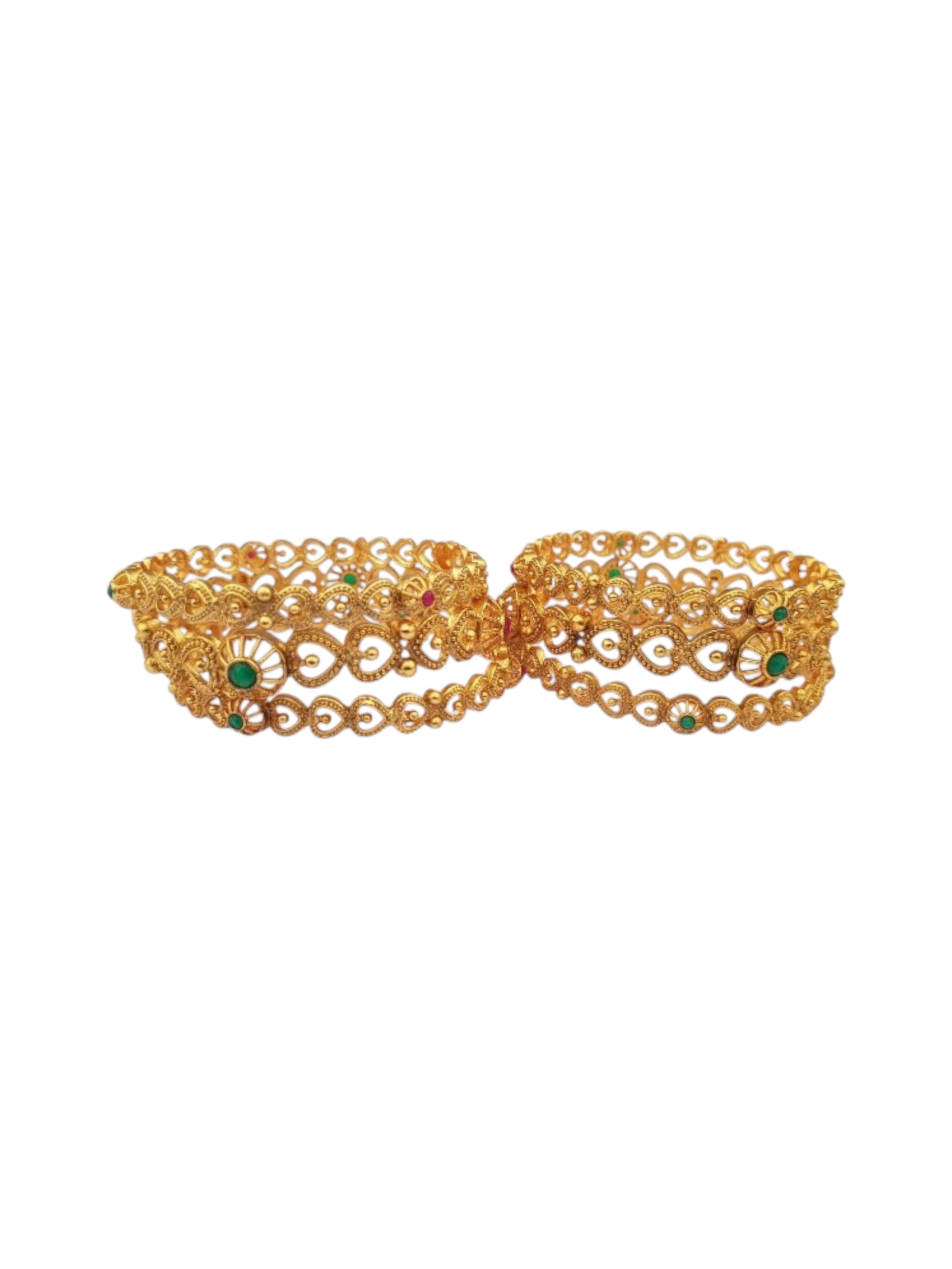 Multicolor Gold plated antique bangles set of 6 bangles  0825
