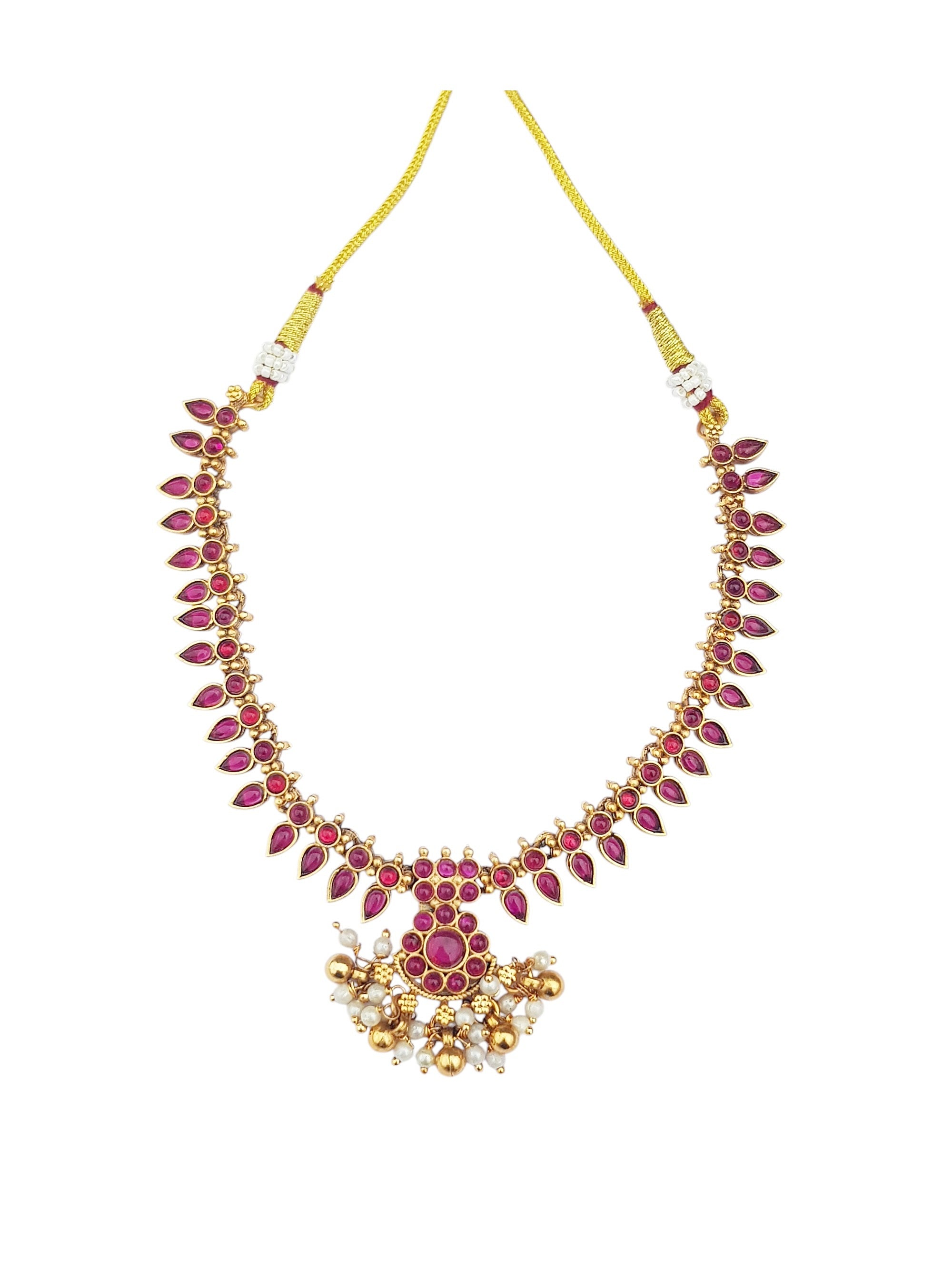 Premium Gold Plated Ruby Color short necklace Set