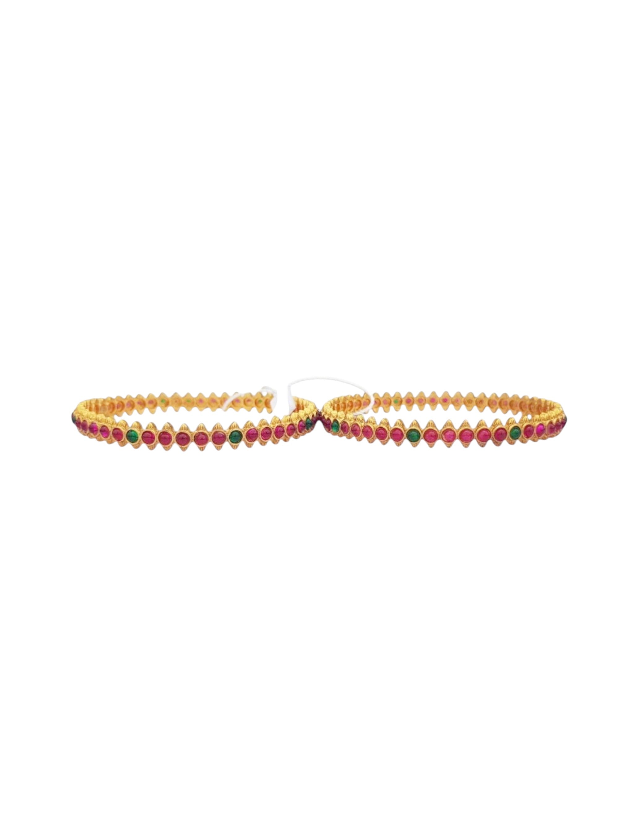 Multicolor Gold plated antique bangles set of 2 bangles  0825