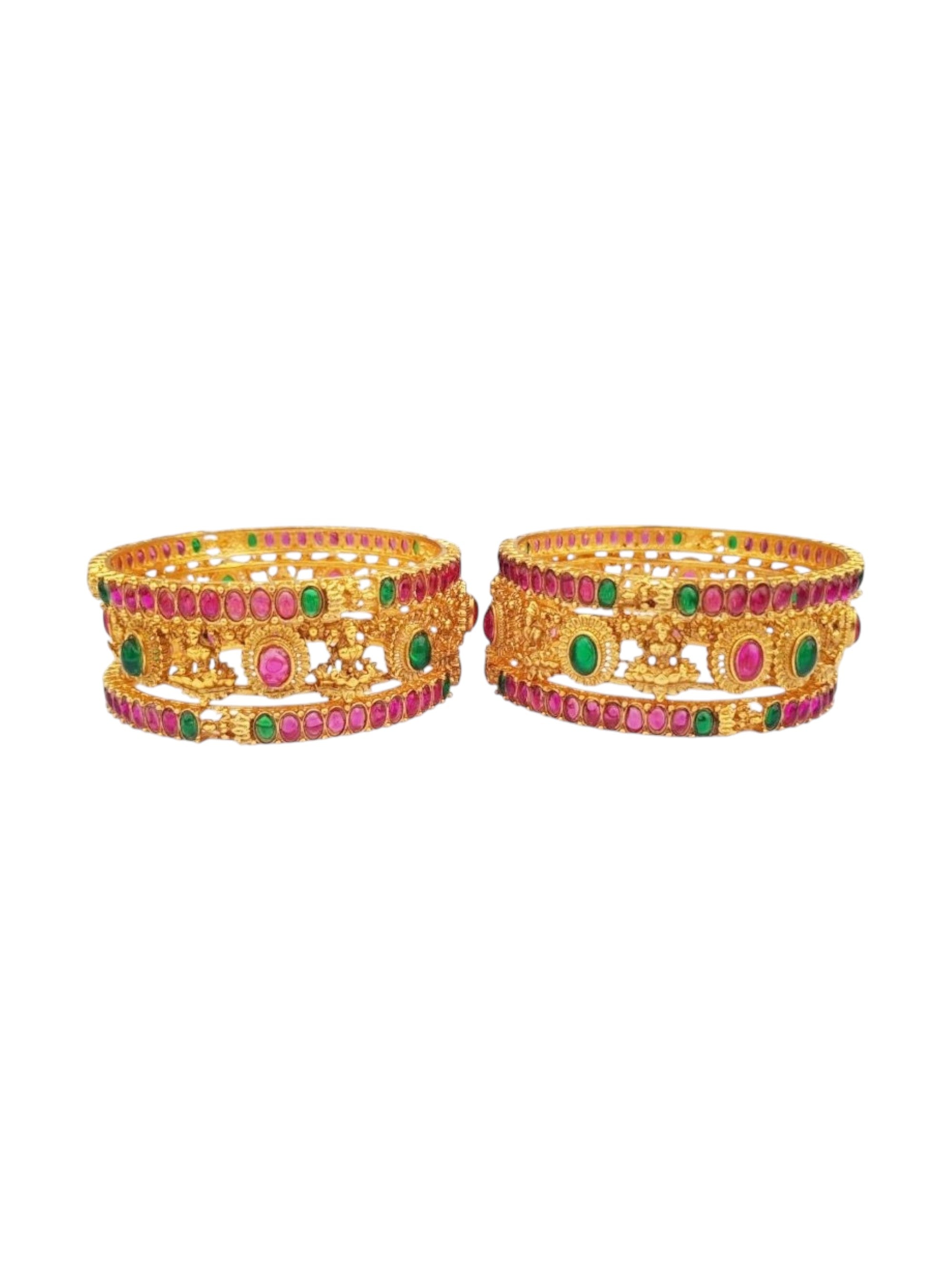 Multicolor Gold plated antique bangles set of 6 bangles  0825