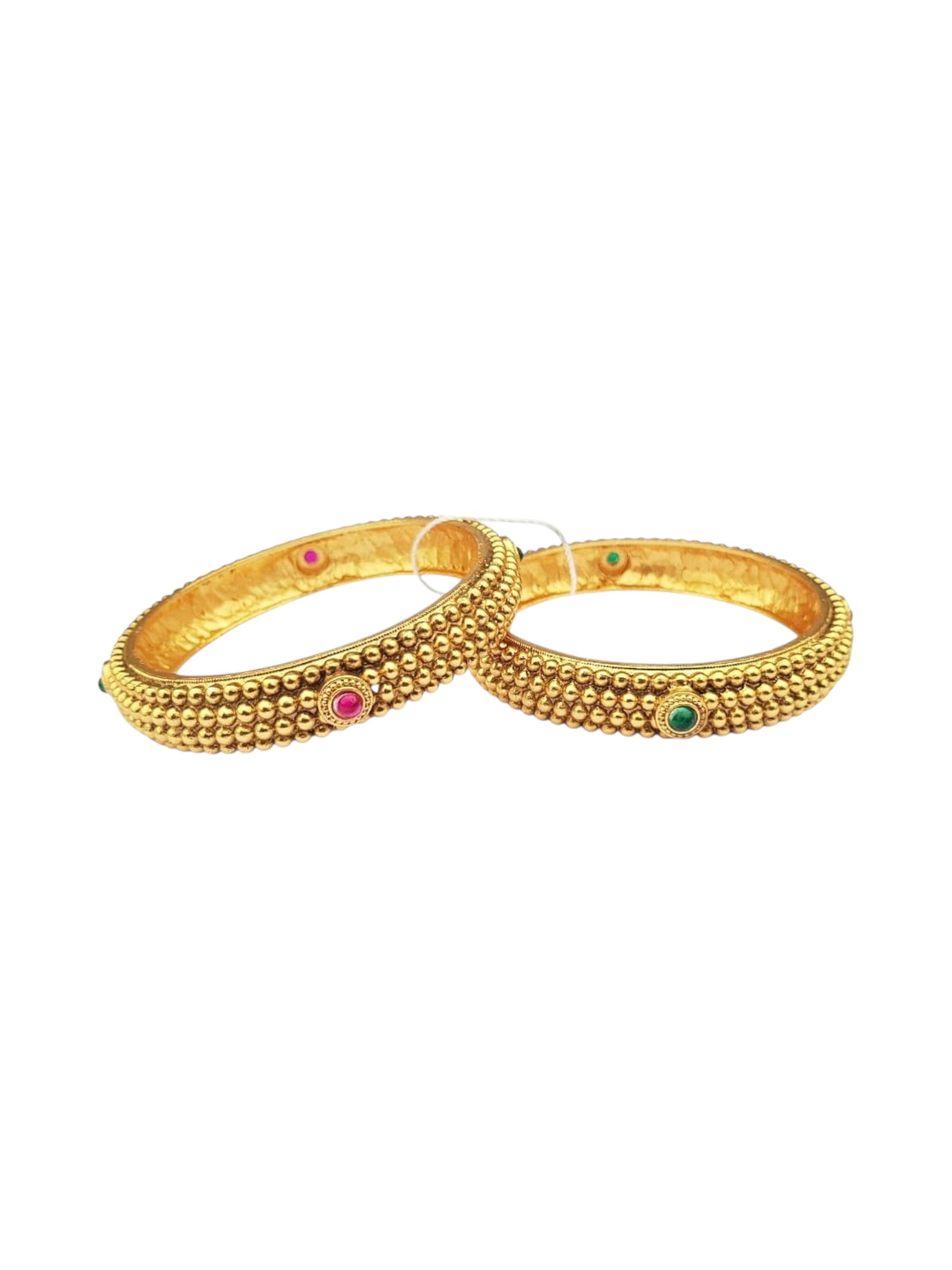 Multicolor Gold plated antique bangles set of 2 bangles