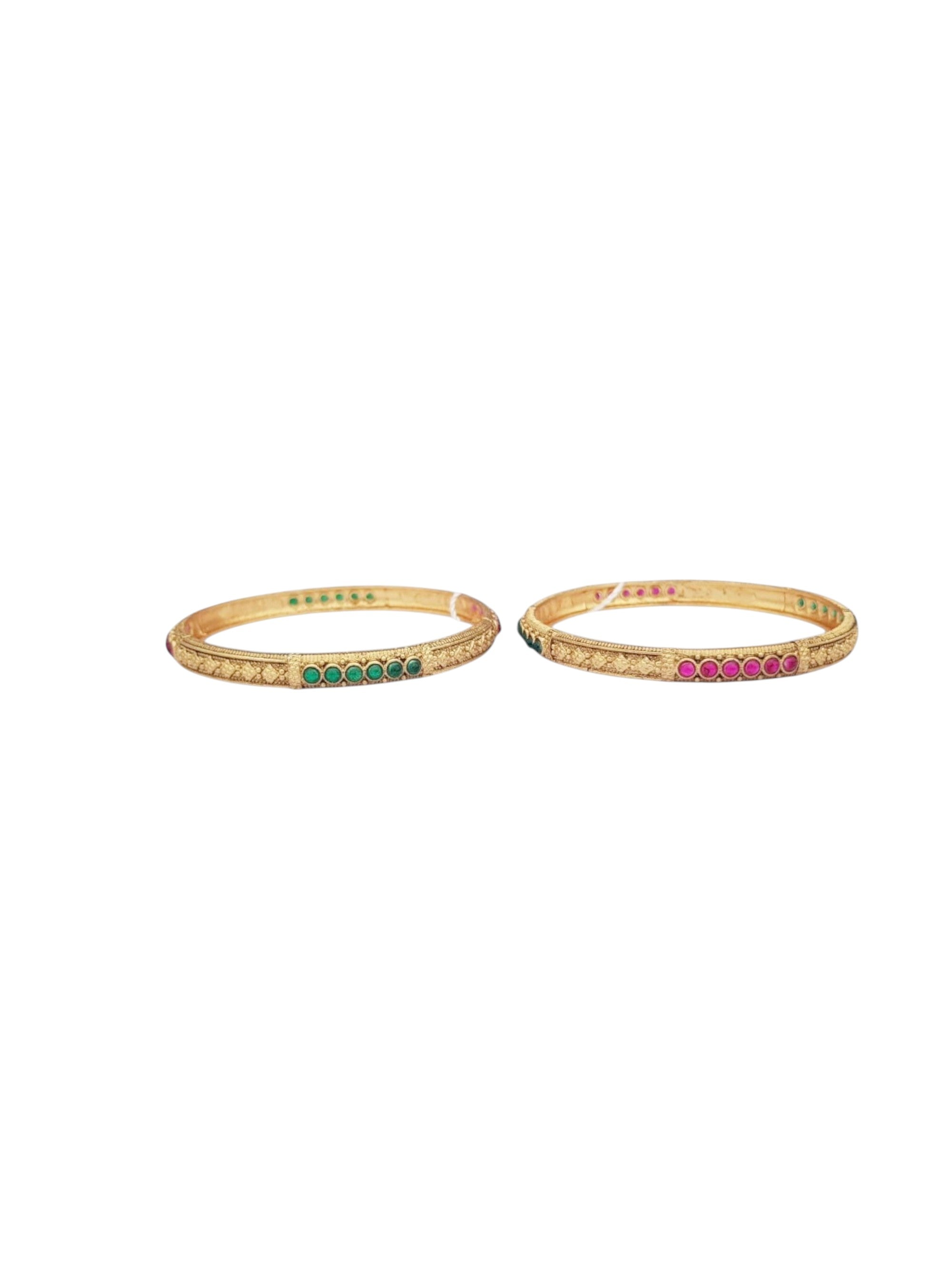 Multicolor Gold plated antique bangles set of 2 bangles