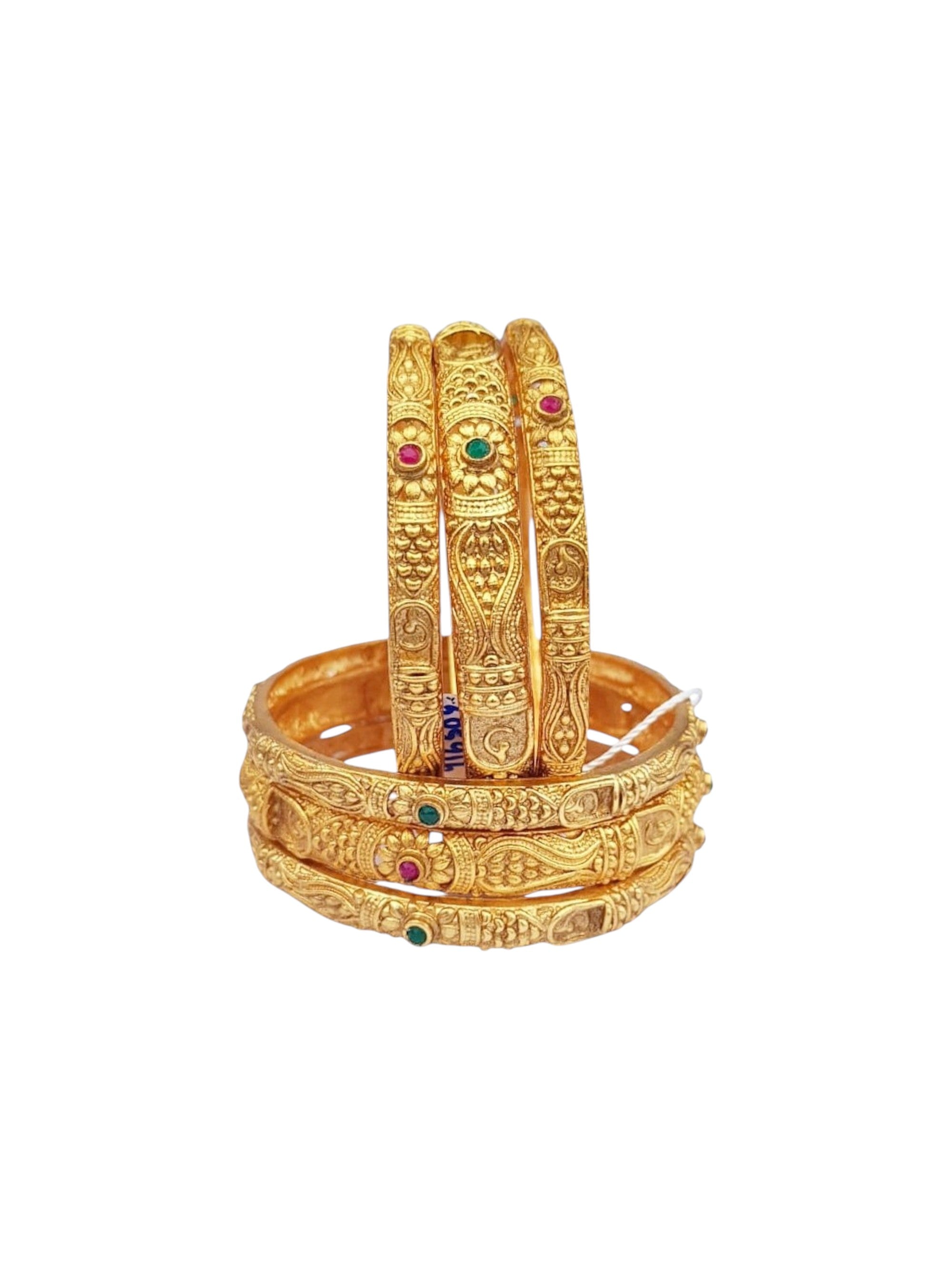 Multicolor Gold plated antique bangles set of 6 bangles  0825