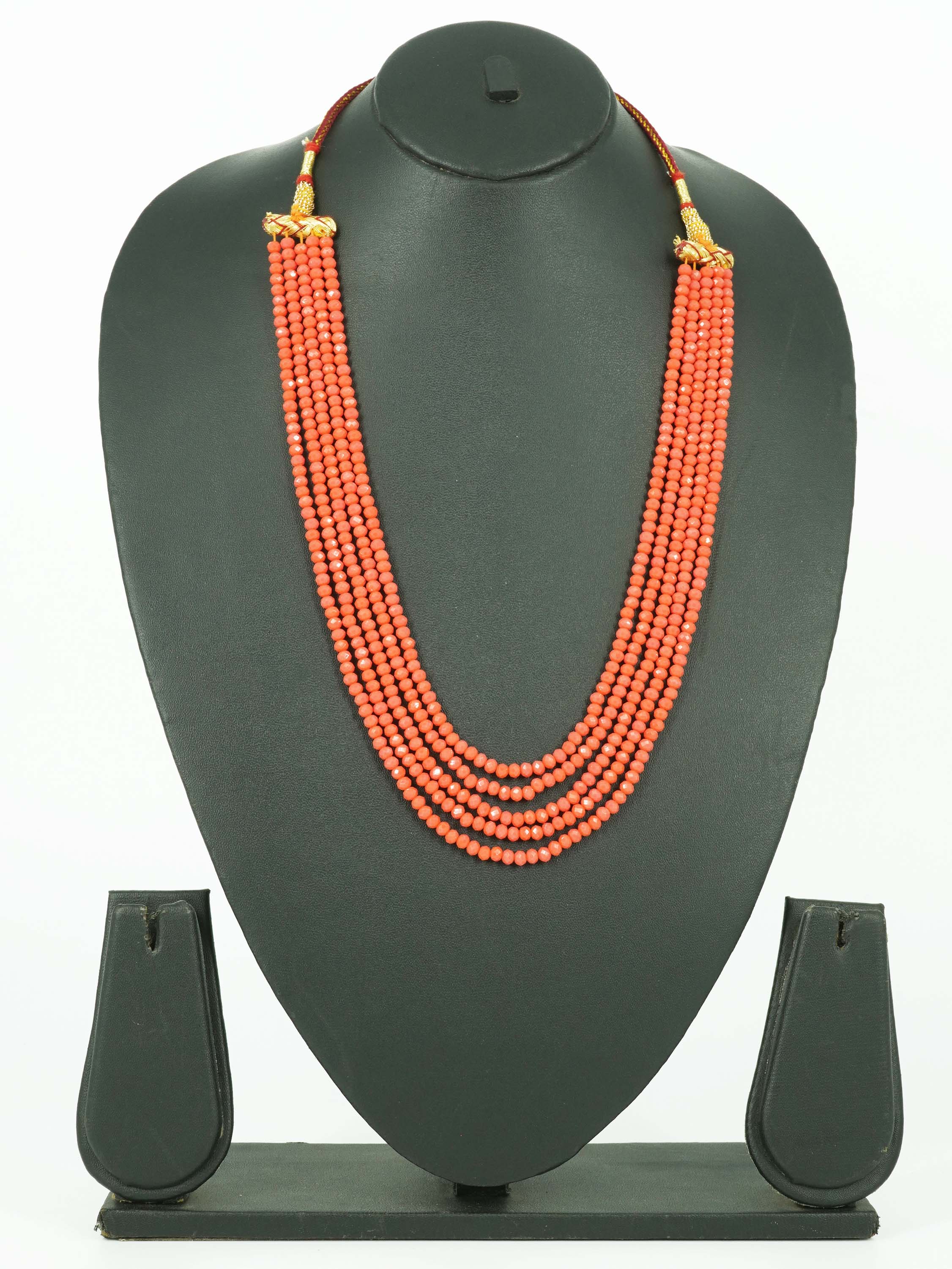 5 Layered Orange Hydro crystal Beads Mala 10522N