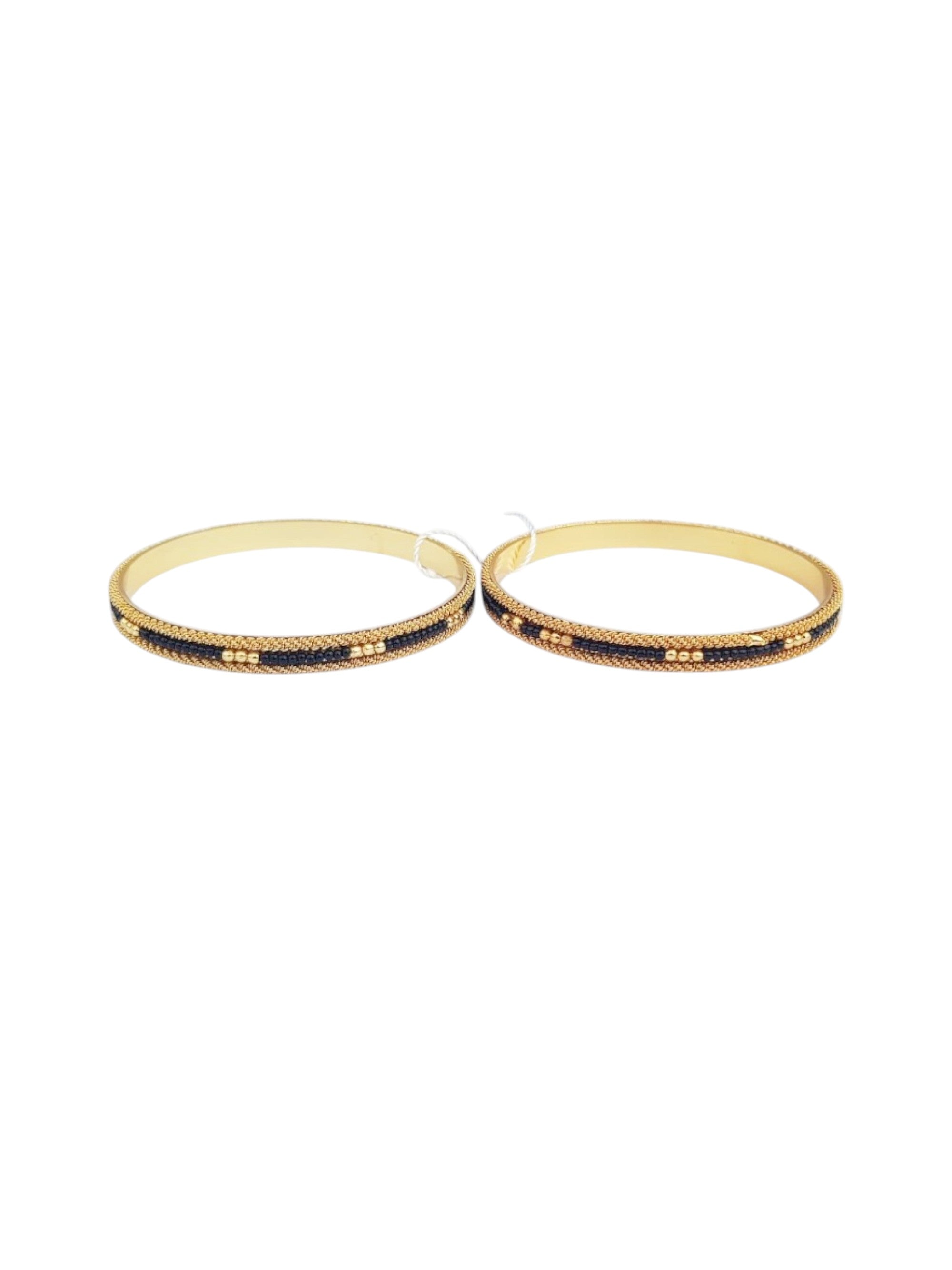 Multicolor Gold plated microgold plated black bead bangles set of 2 bangles