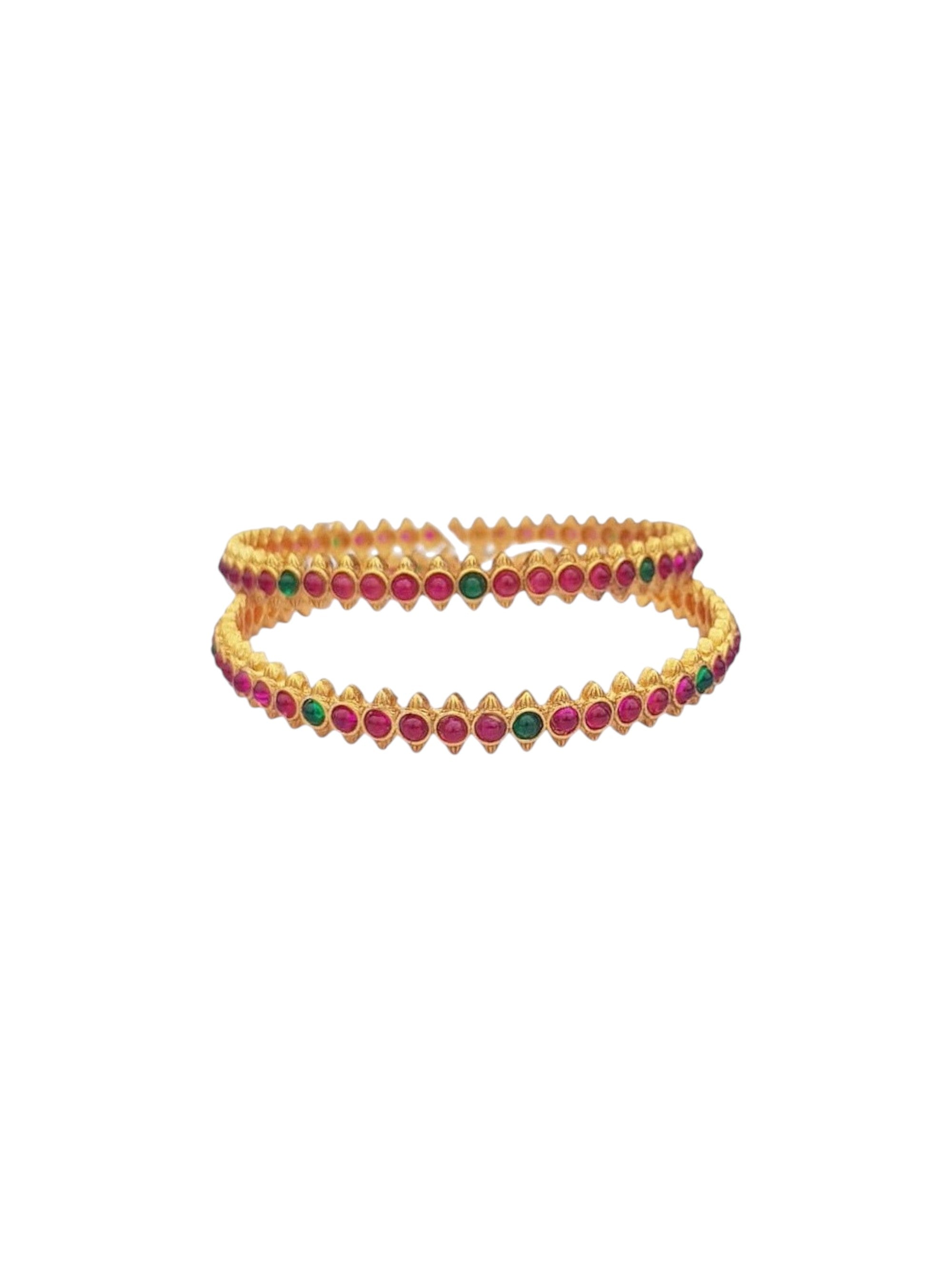Multicolor Gold plated antique bangles set of 2 bangles  0825
