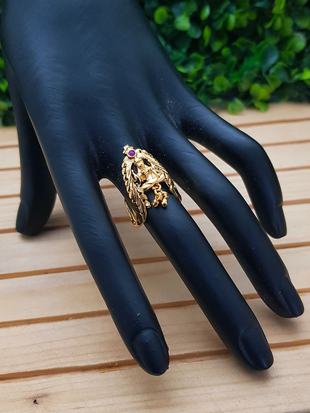 Adjustable Size Finger ring with Laxmi 6936A-Finger rings-Griiham-Griiham