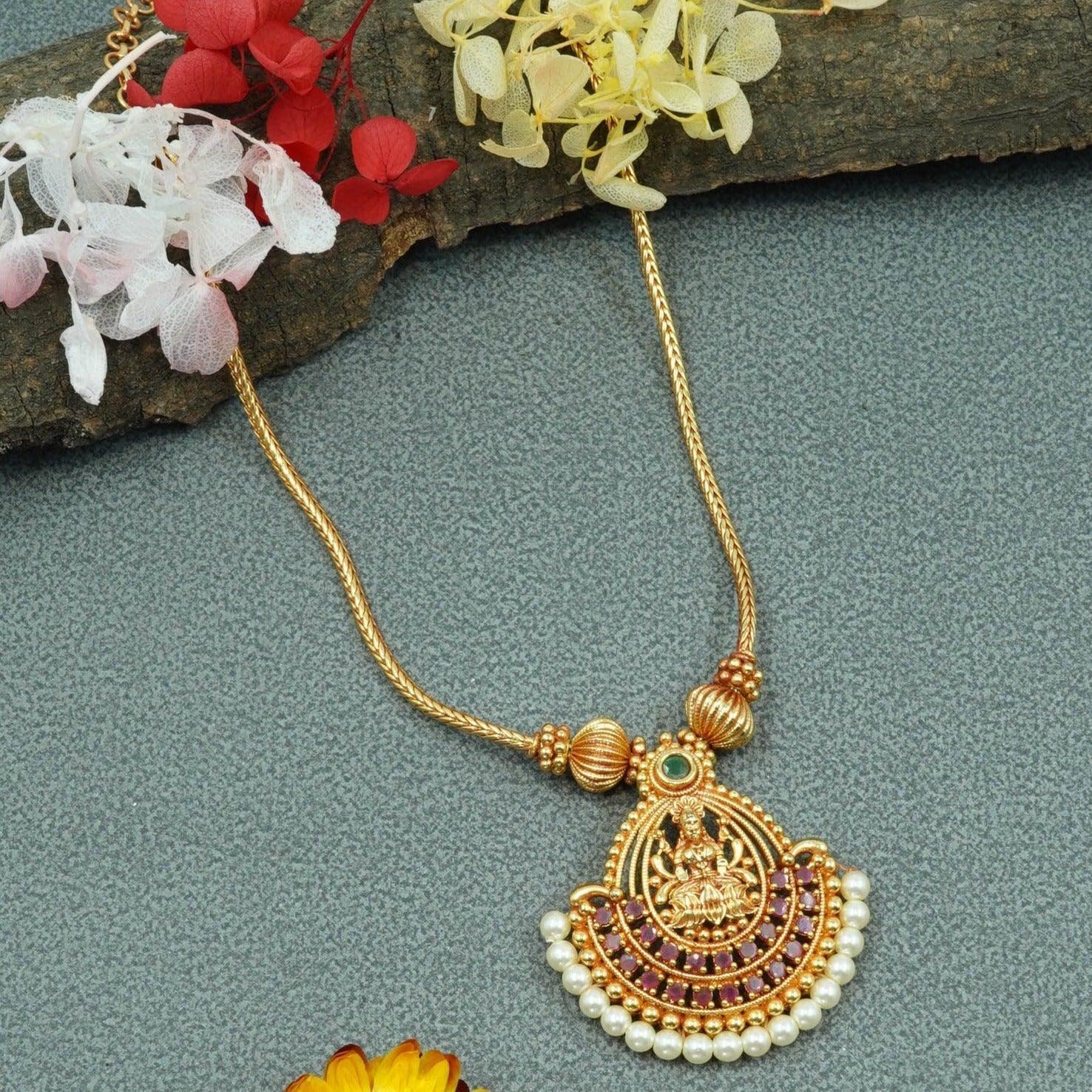 Antique Finish Laxmi pendant set 9437N - Griiham