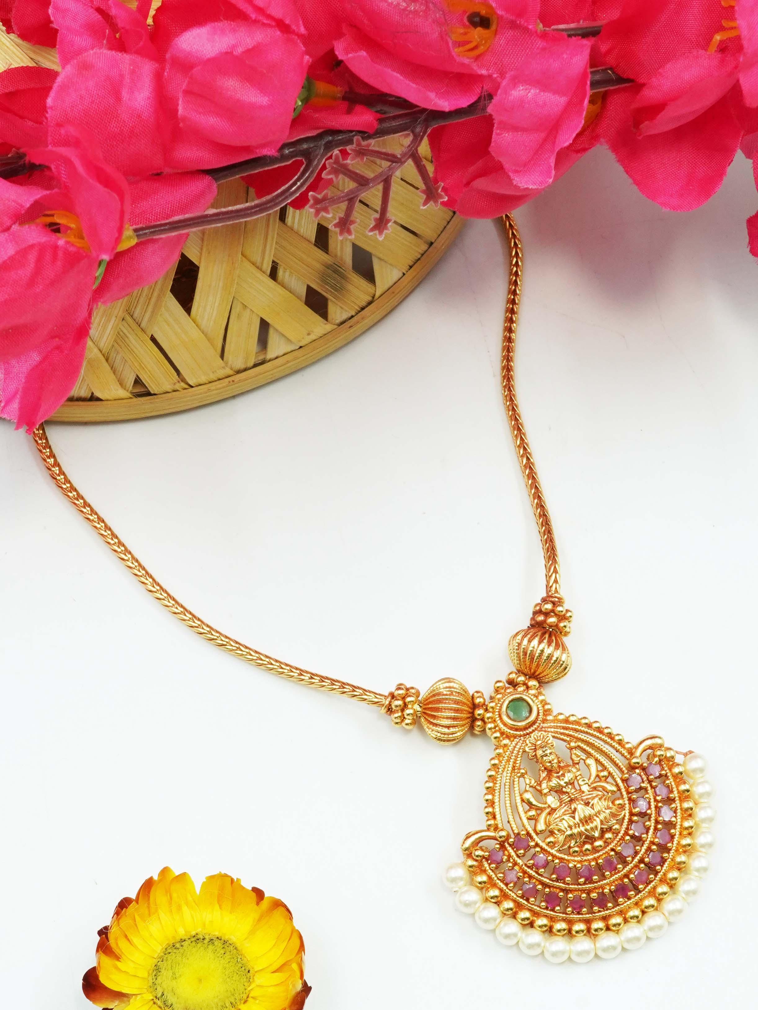 Antique Finish Laxmi pendant set 9437N - Griiham