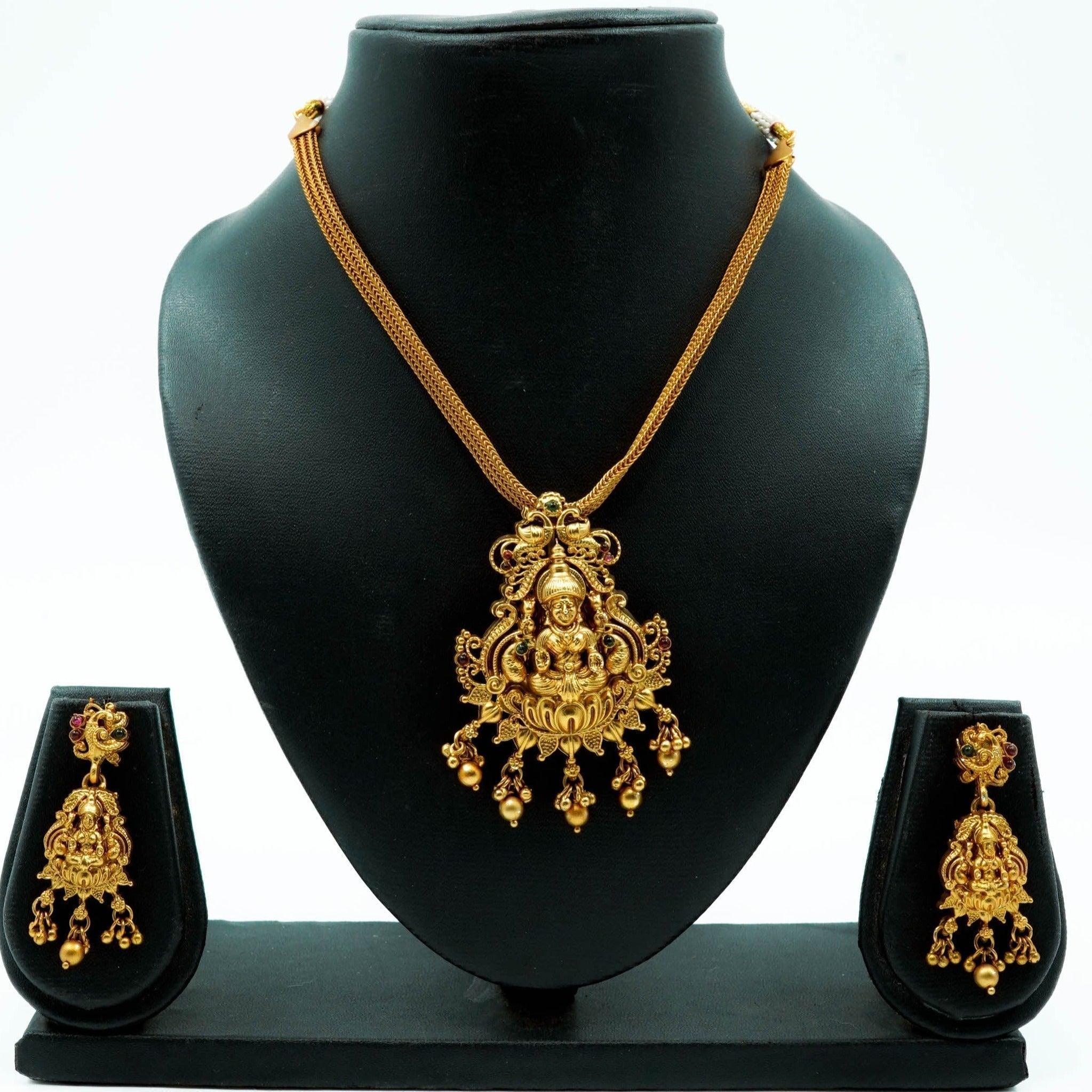 Antique Finish Laxmi pendant set - Griiham