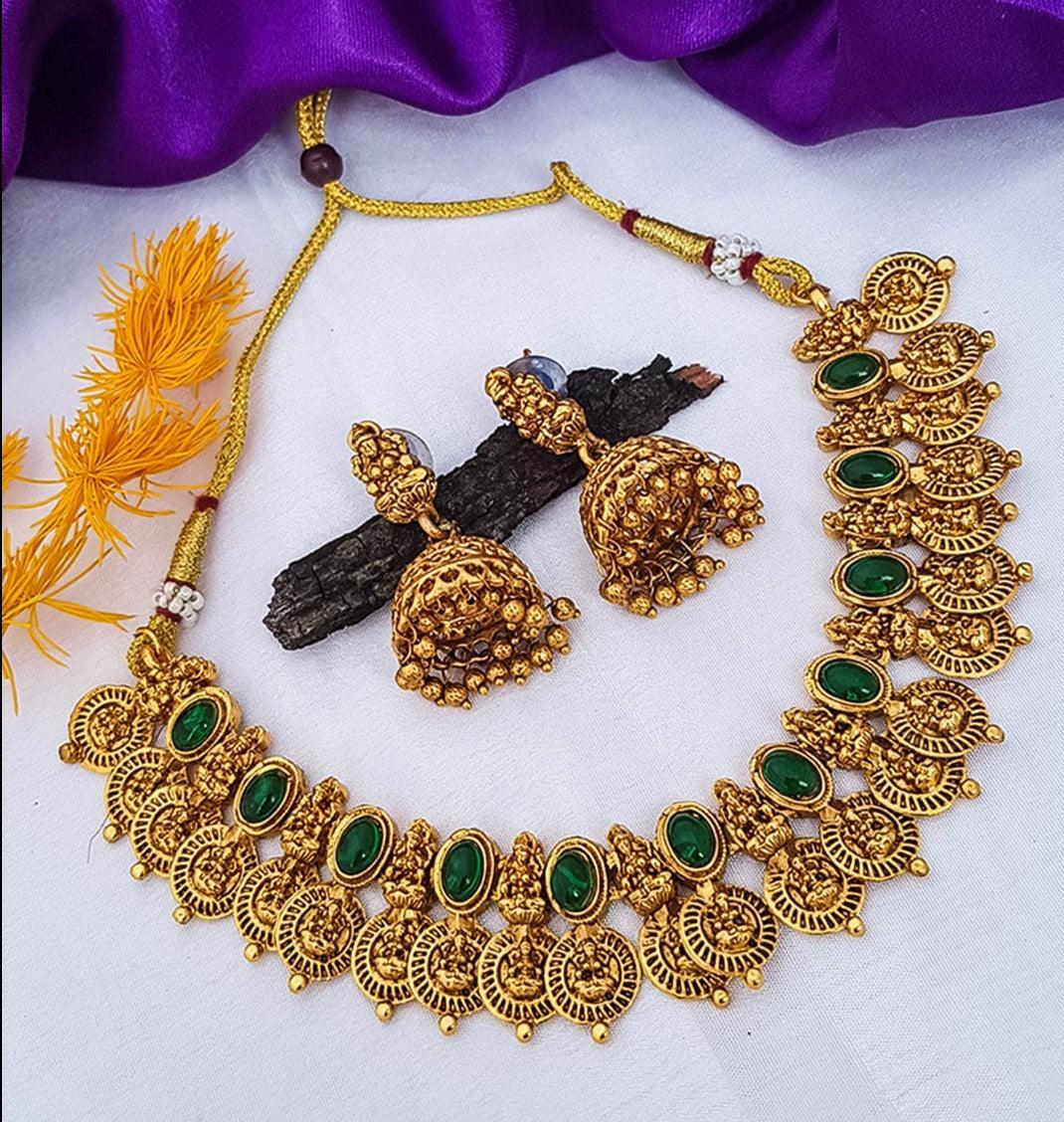 Antique Finish Laxmi short necklace 9941N - Griiham