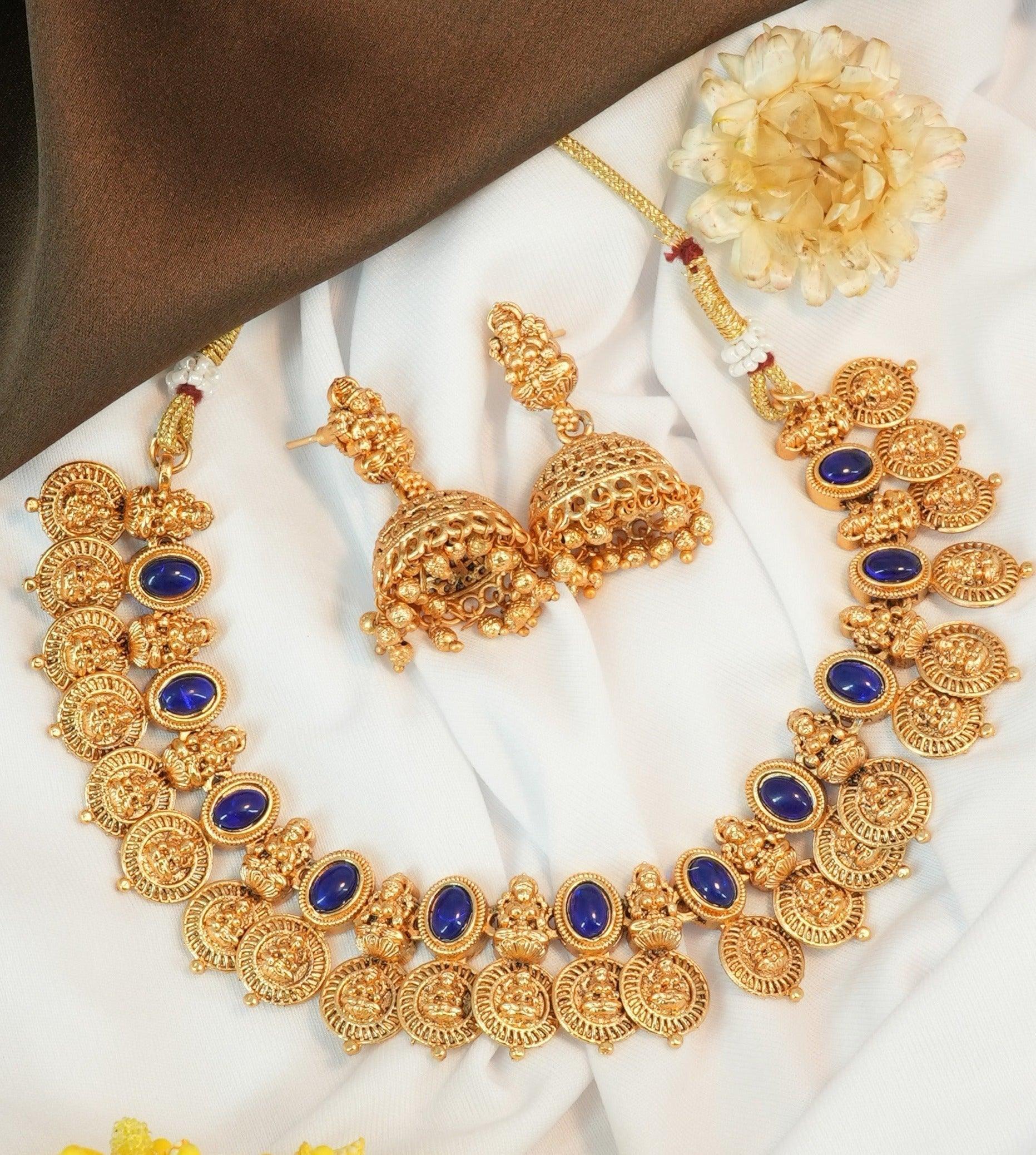 Antique Finish Laxmi short necklace 9941N - Griiham