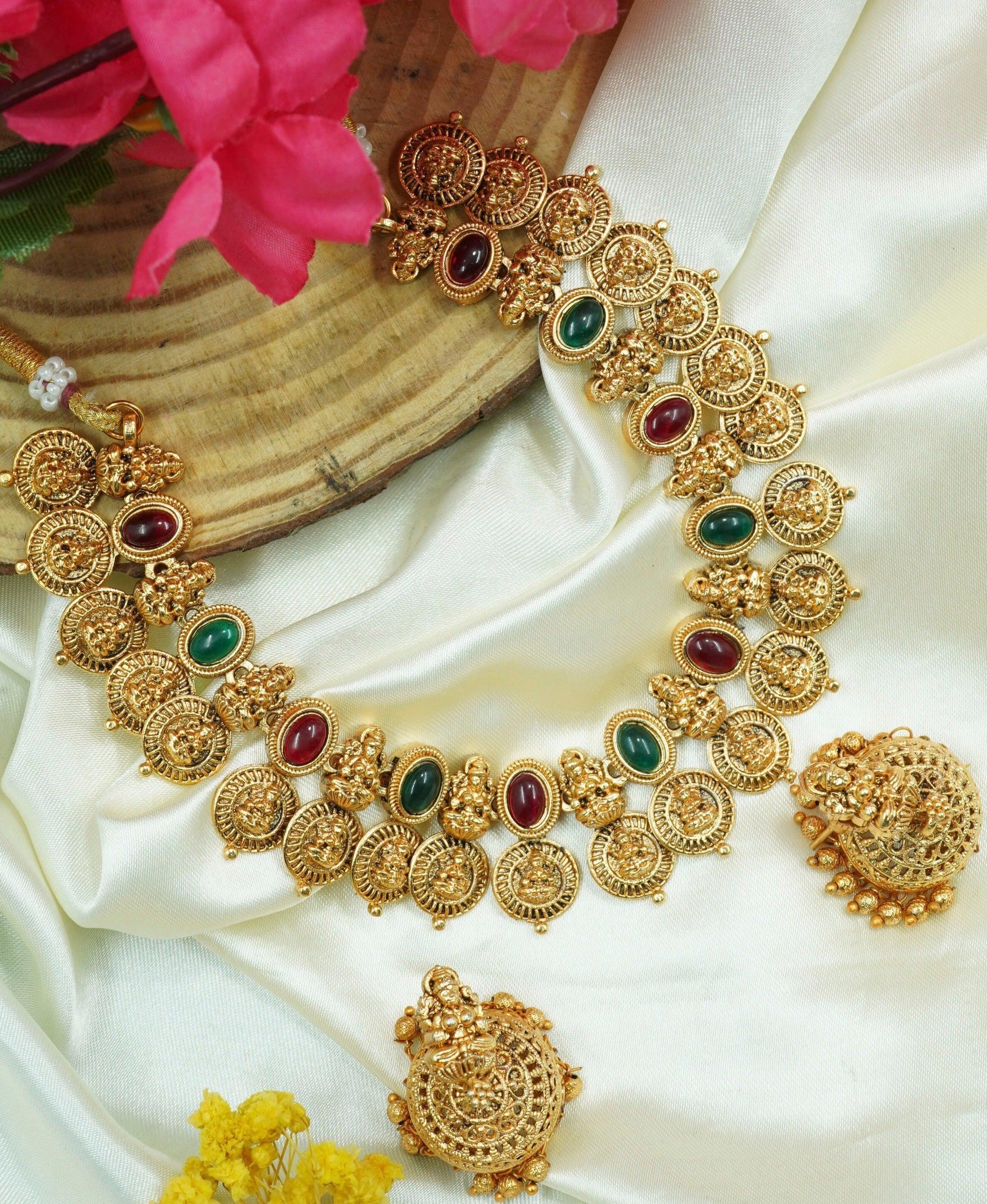 Antique Finish Laxmi short necklace 9941N