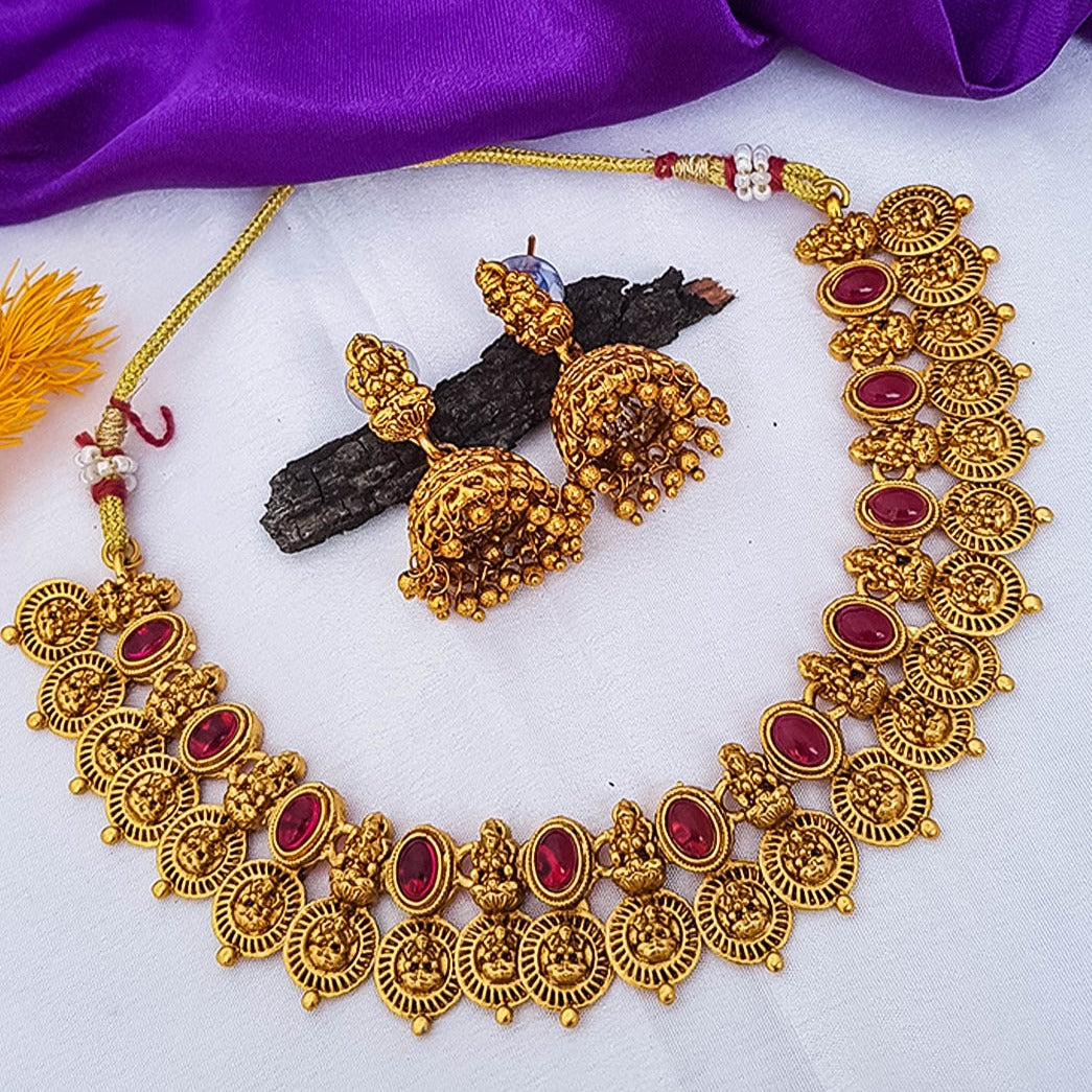 Antique Finish Laxmi short necklace 9941N