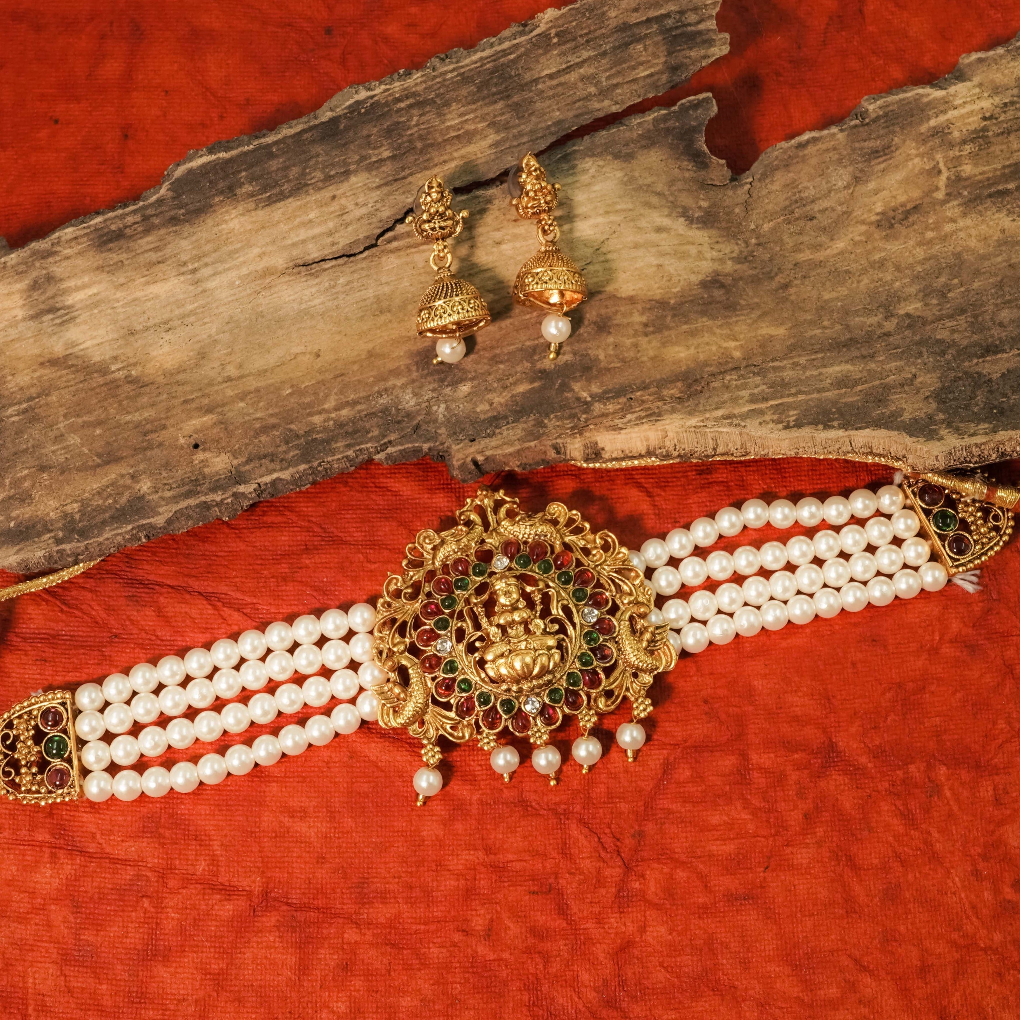 Antique Finish choker necklace Set 12095N