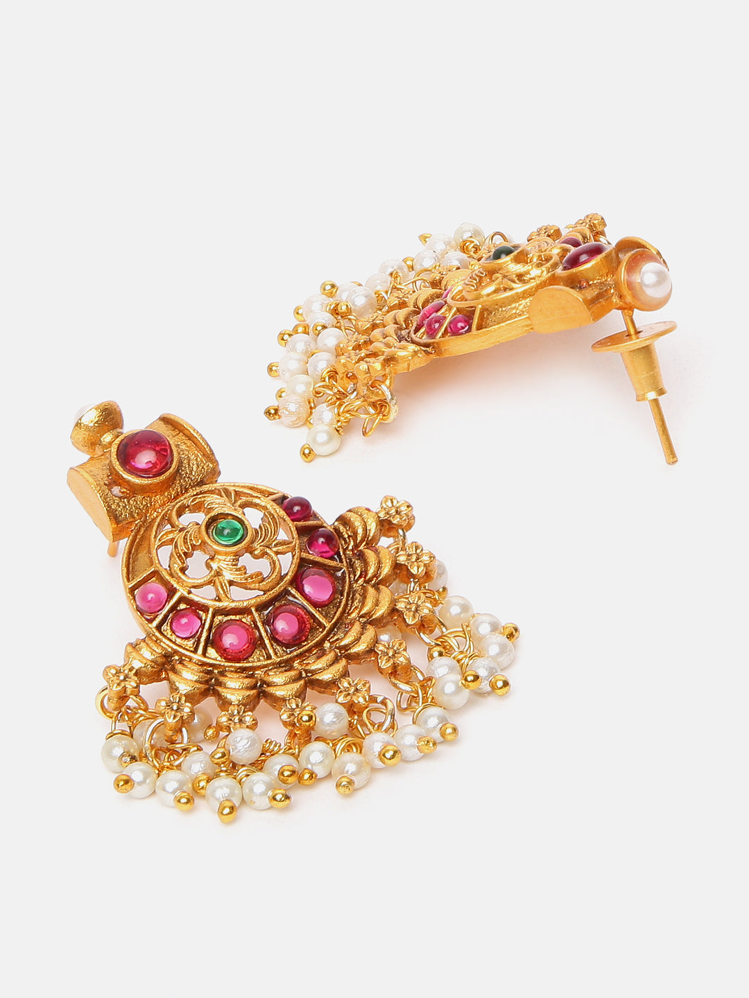 Antique Gold Finish Stone Studded Short Laxmi Necklace Set 6164N