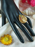 Antique Gold Plated Adjustable Size Designer Finger ring with Stones - Griiham