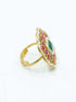 Antique Gold Plated Adjustable Size Designer Finger ring with Stones - Griiham