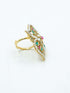 Antique Gold Plated Adjustable Size Designer Finger ring with Stones - Griiham