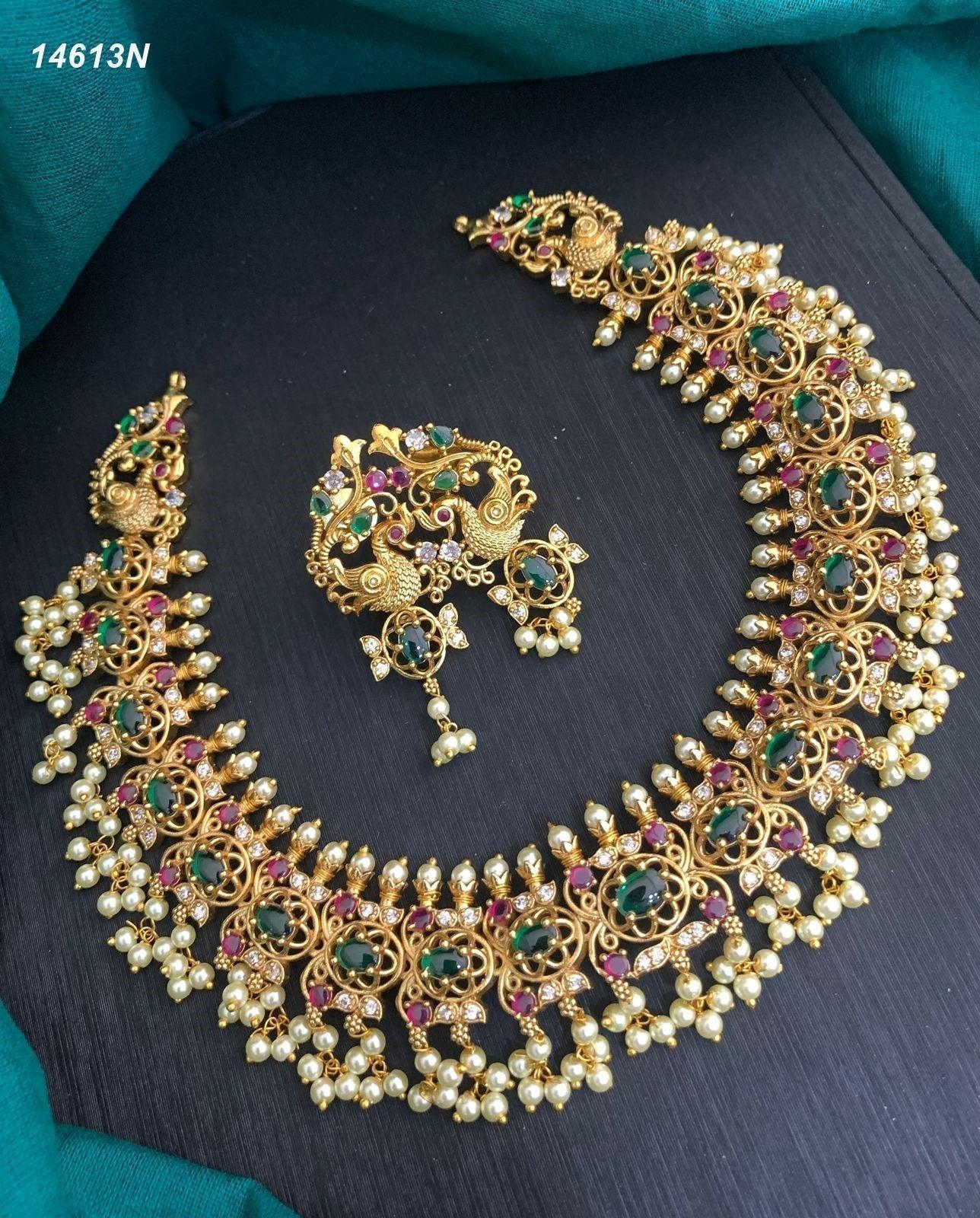 Antique Gold Plated Necklace Set 14613N