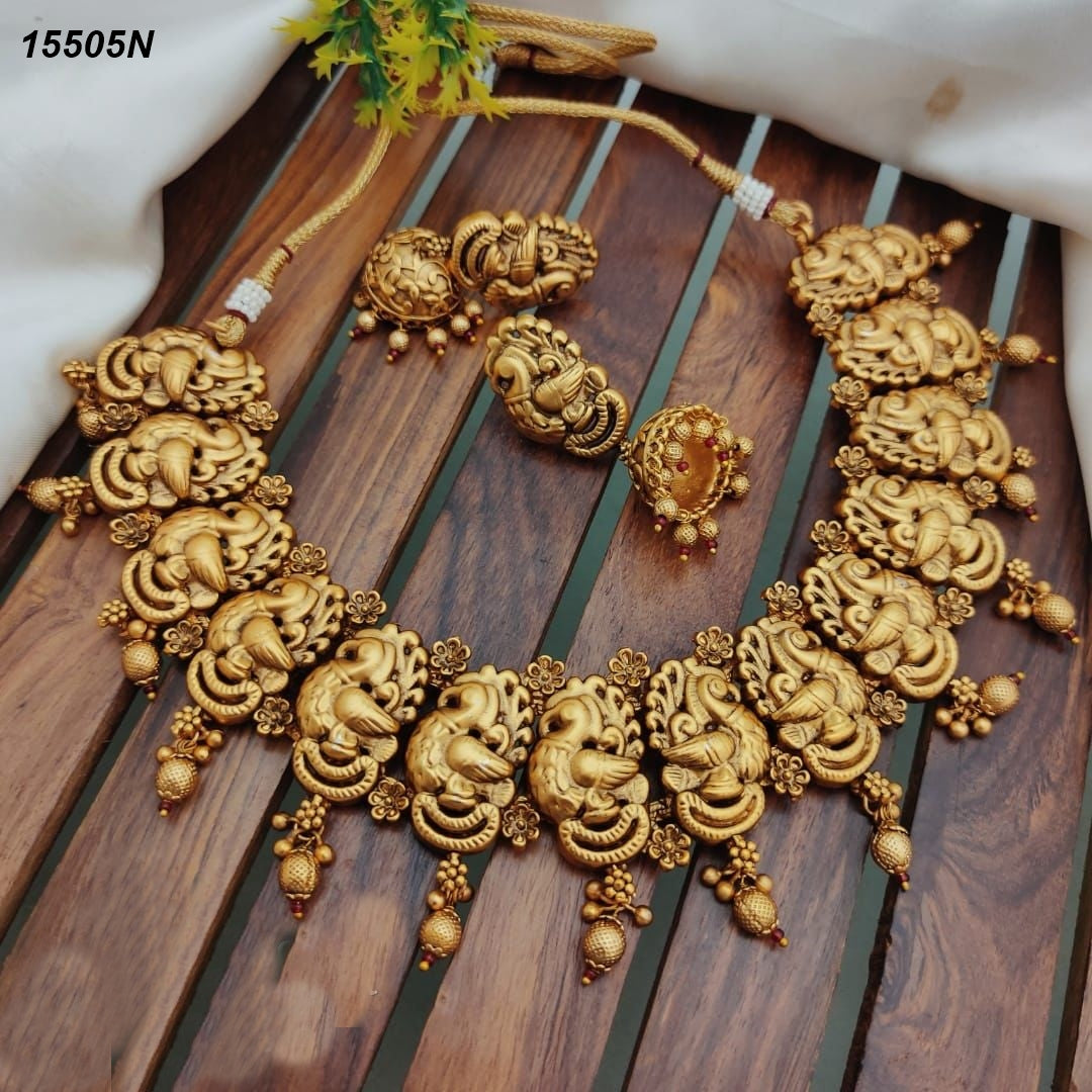 Antique Gold Plated Necklace Set 15505N
