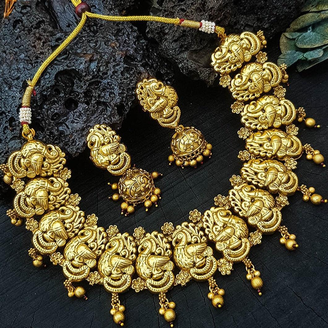 Antique Gold Plated Necklace Set 15505N - Griiham