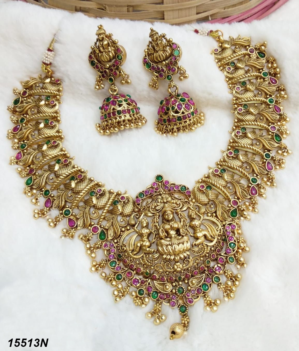 Antique Gold Plated Necklace Set 15513N