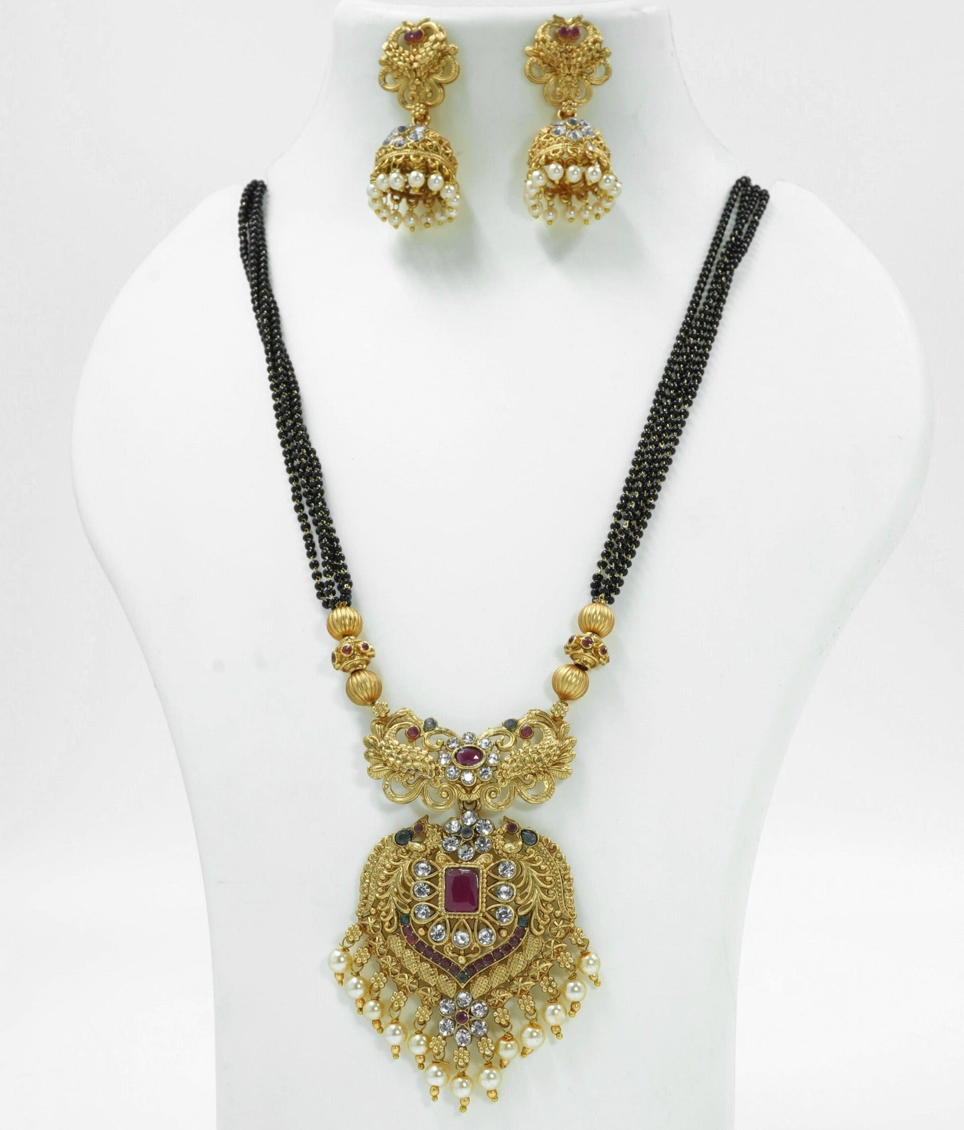 Antique Gold finish pendant with Real CZ/Ruby 7463N