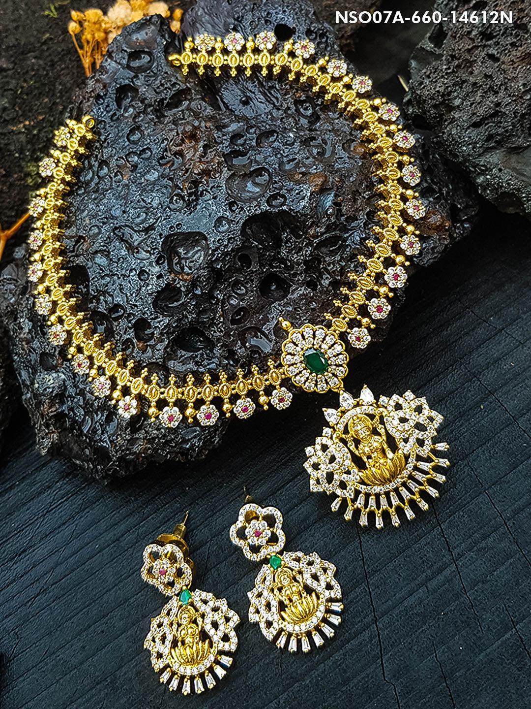 Antique Kasu Mala Gold Plated Medium Necklace Set 14612N - Griiham