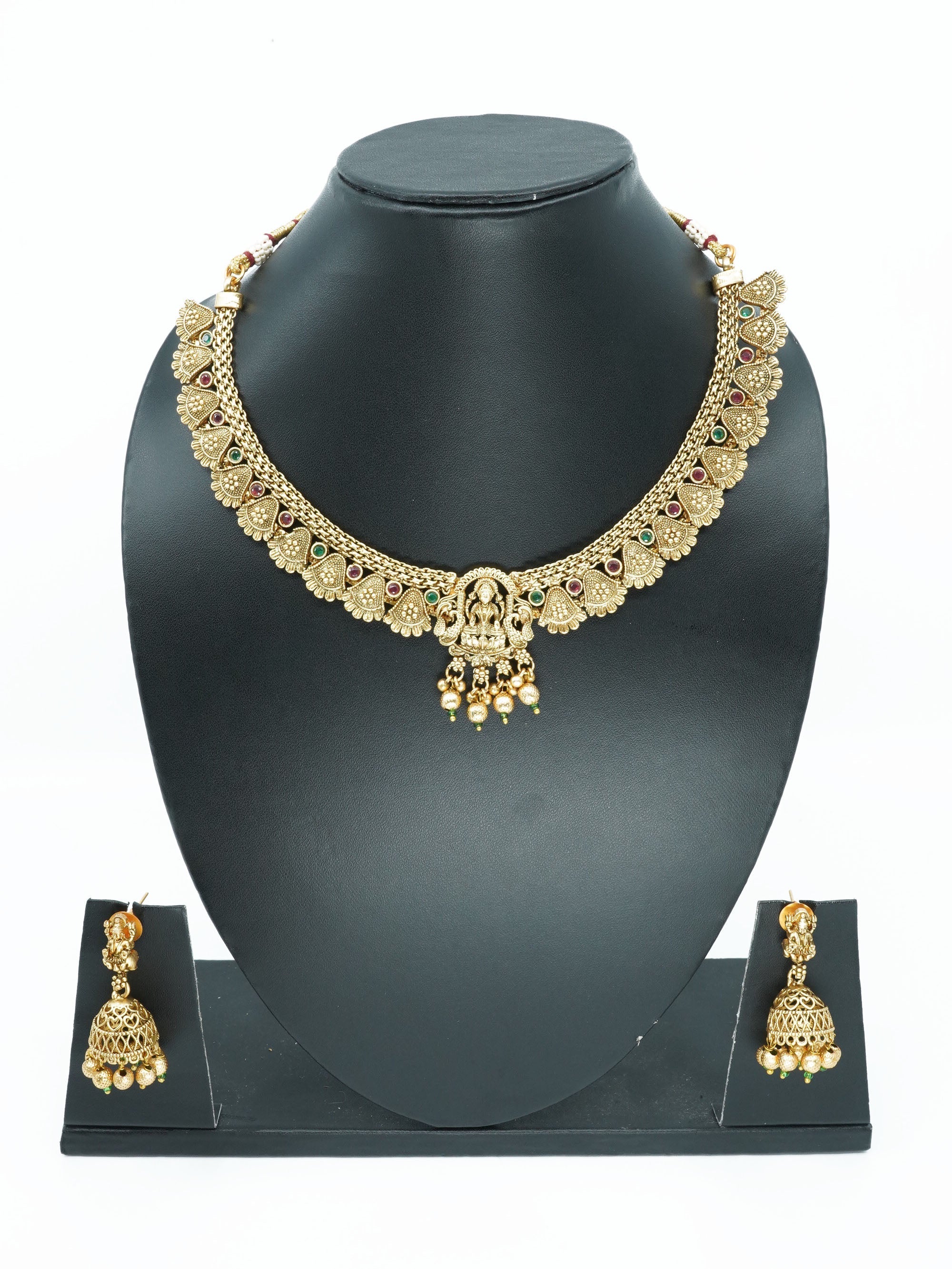 Antique Premium Gold Finish Laxmi pattern Necklace Set 10941N